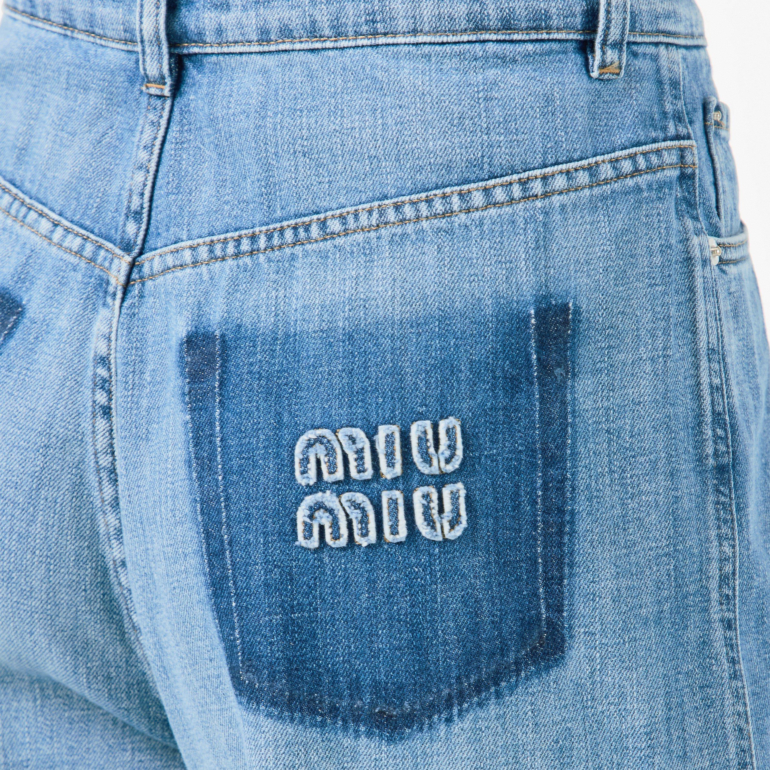 Celeste - Miu Miu - Women's High Rise Denim Wide Leg Jeans - 5