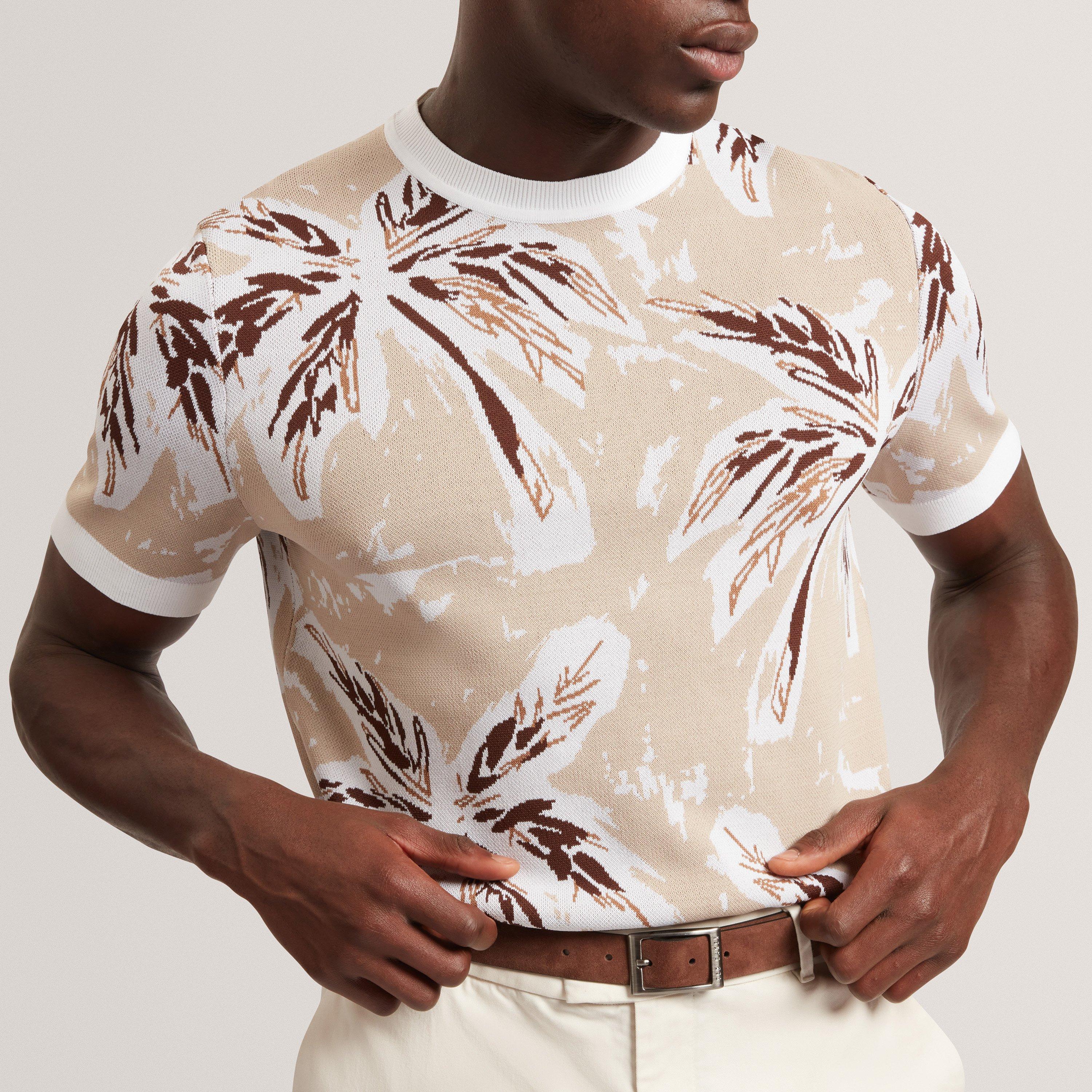 Taupe - Ted Baker - Ted SS Knit Leaf T Sn62 - 2