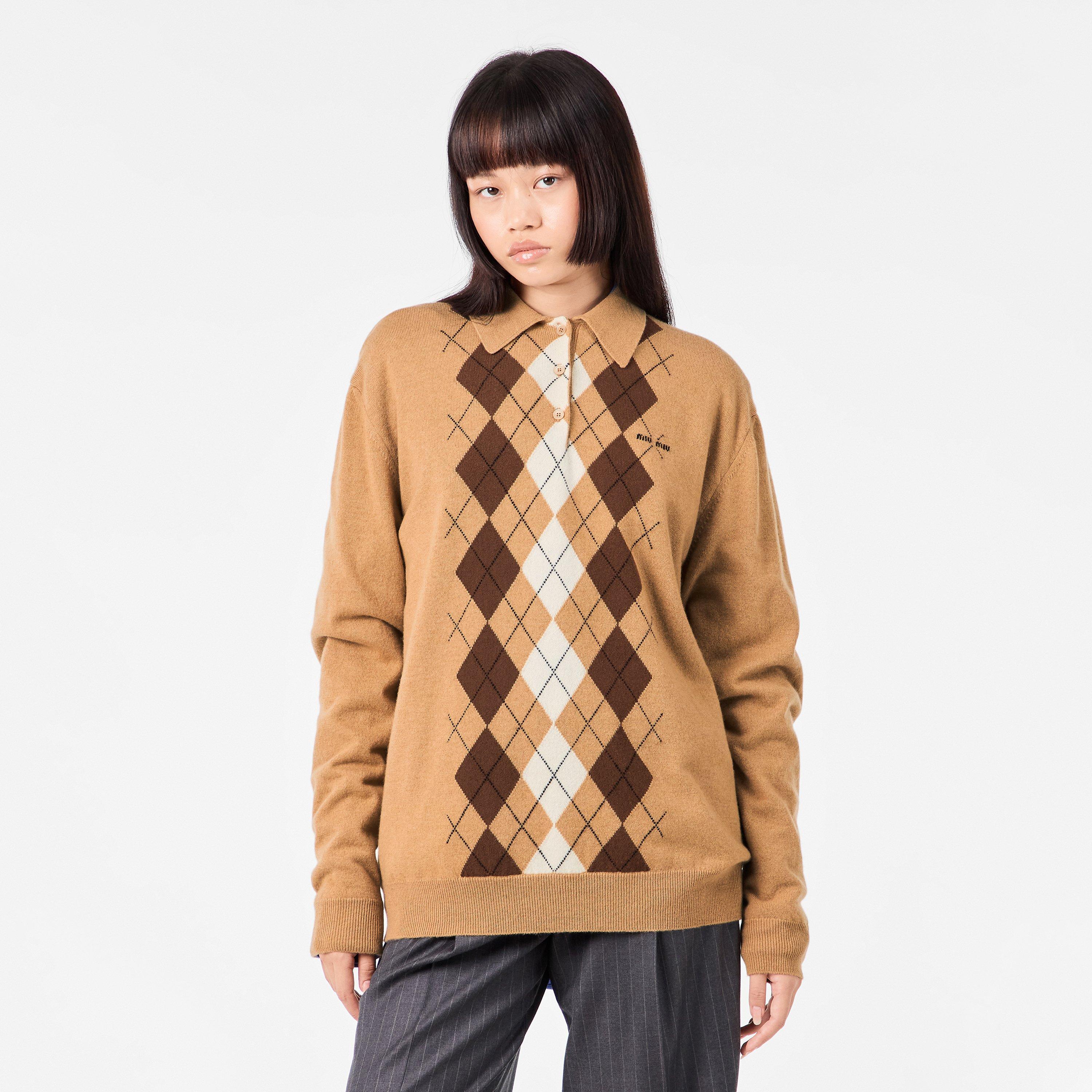 Cammello - Miu Miu - Women's Knitwear Crew Neck Jumper - 3