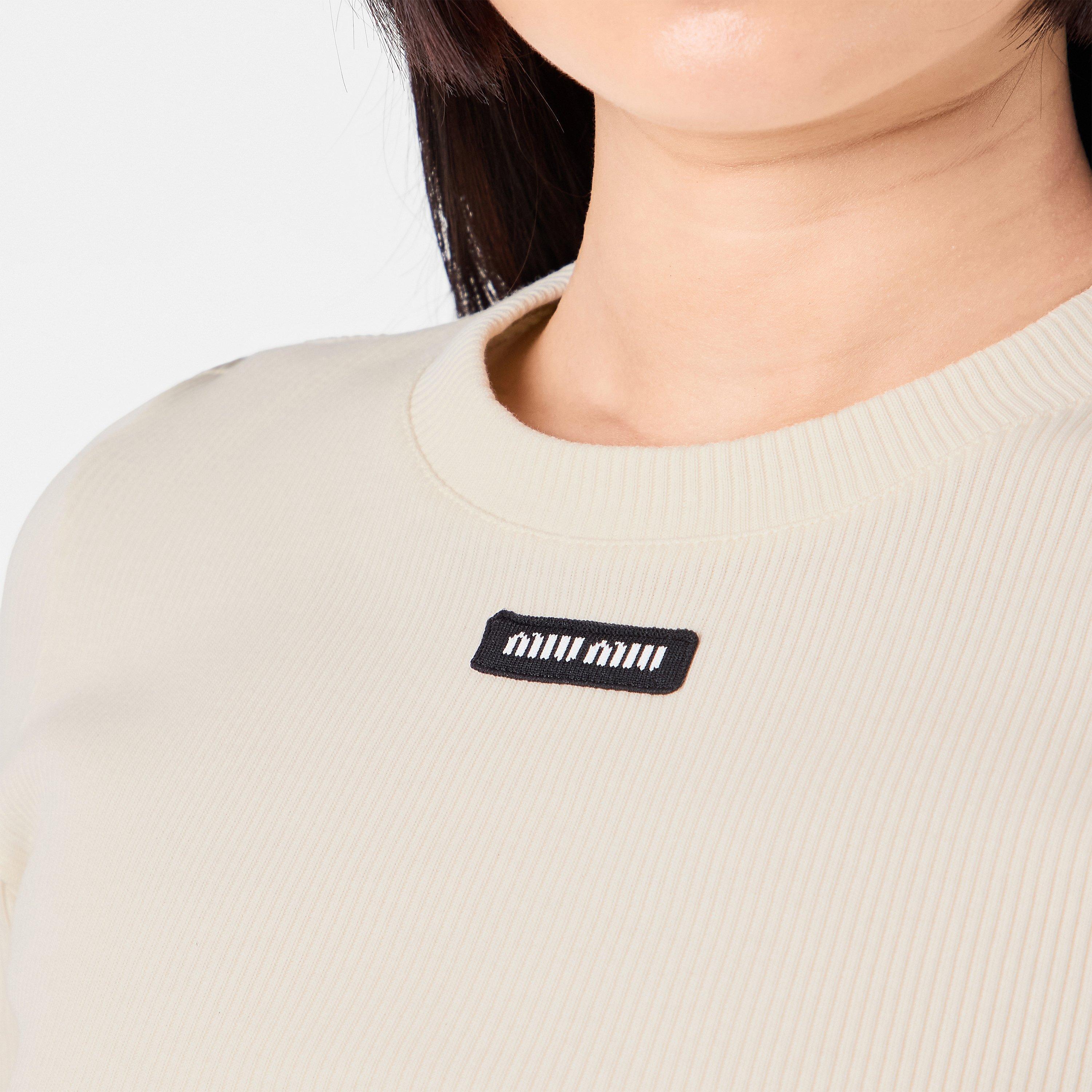 Avorio - Miu Miu - Logo T-Shirt - 5