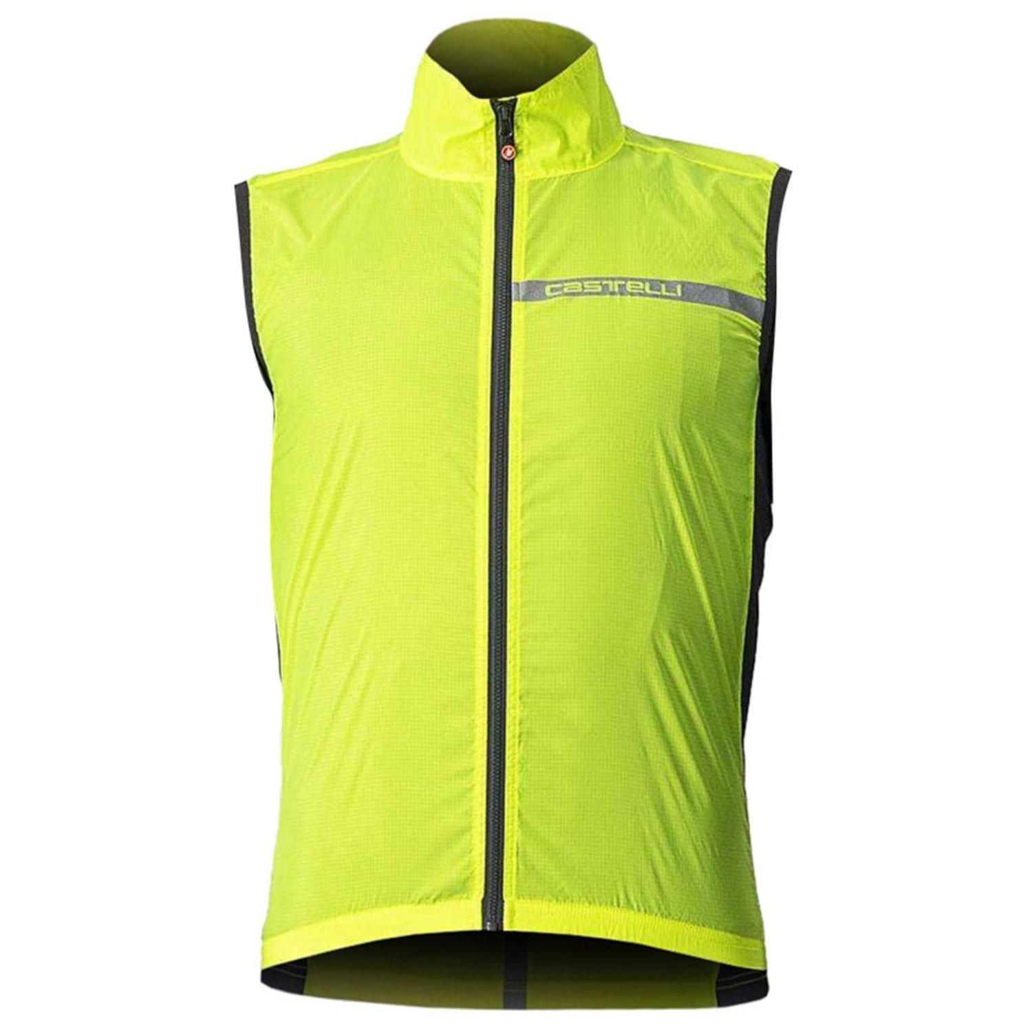 Yellow Fluoro - Castelli - Men's Squadra Windproof Packable Sleeveless Gilet