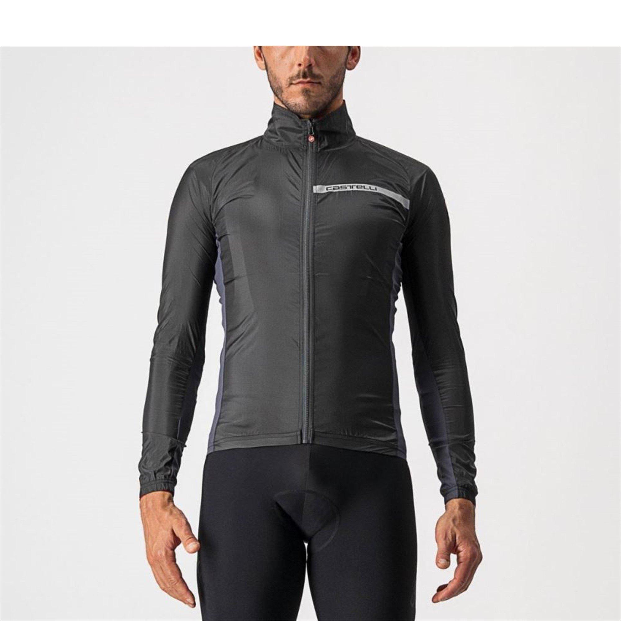 Castelli Men's Squadra Wind Shell Stretch Performance Cycling Jacket - Light Black - Small