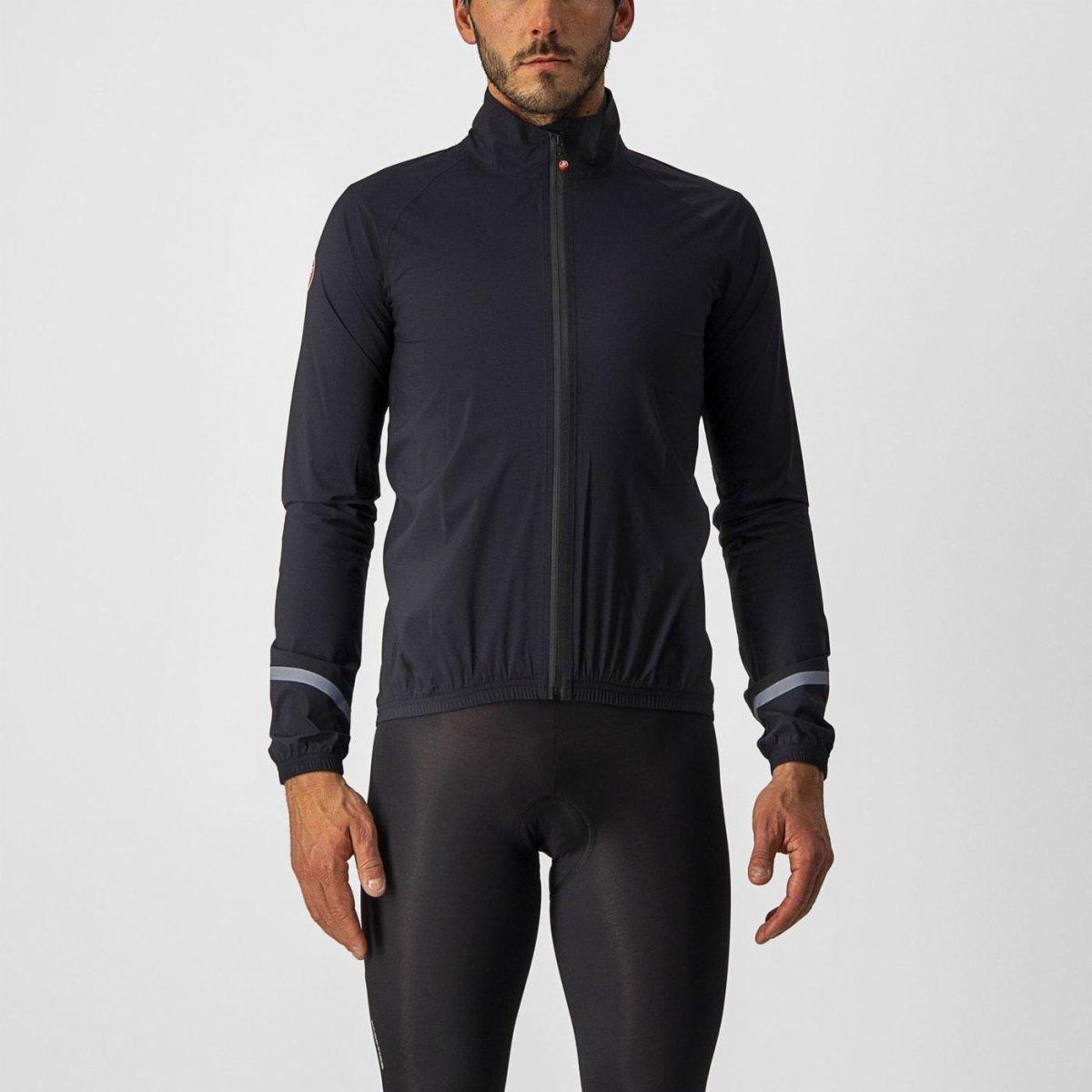 Castelli Men's Emergency 2 Waterproof Long Sleeve Performance Cycling Jacket - Light Black - Medium