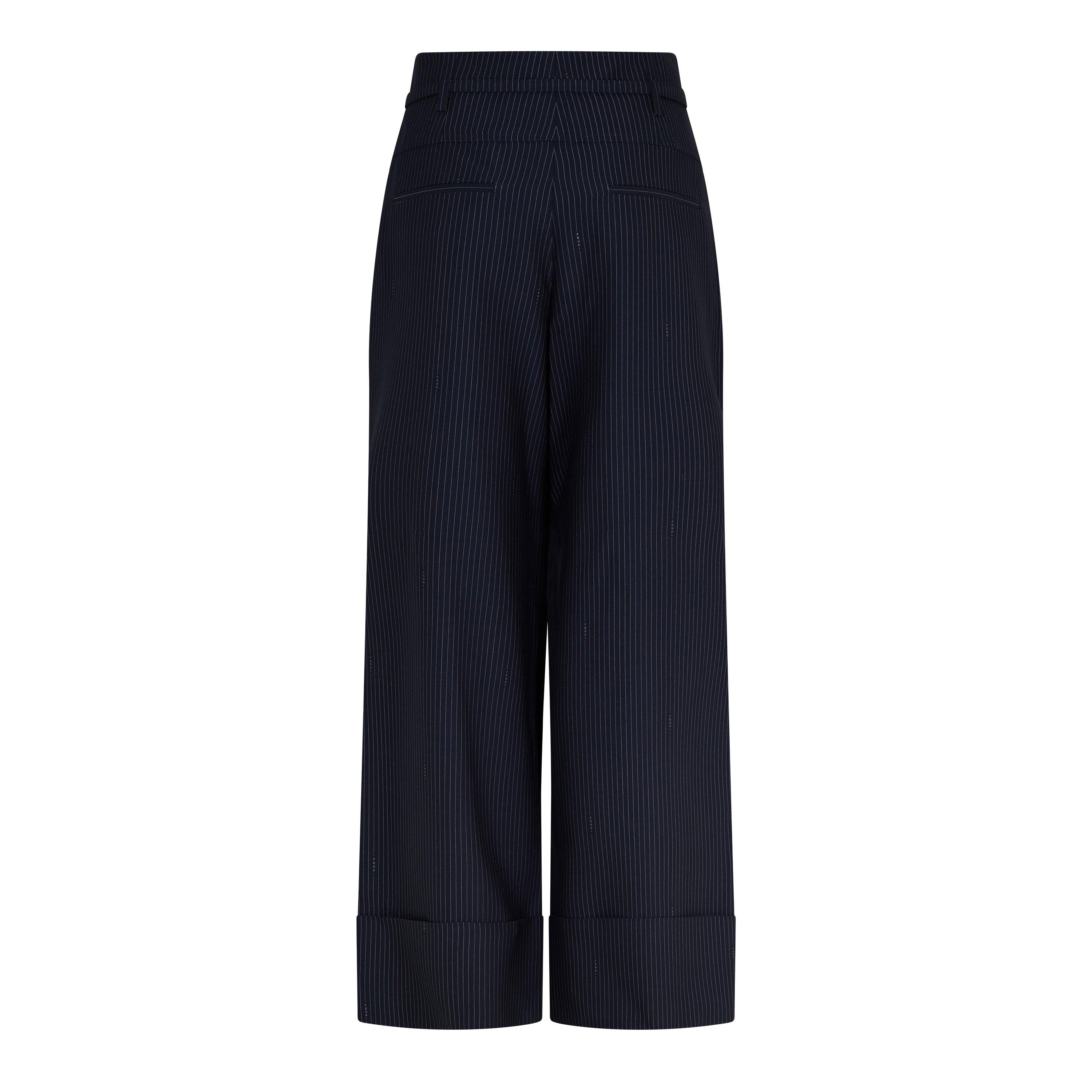 Blue Navy - Fendi - Womens Pinstriped Trousers - 2