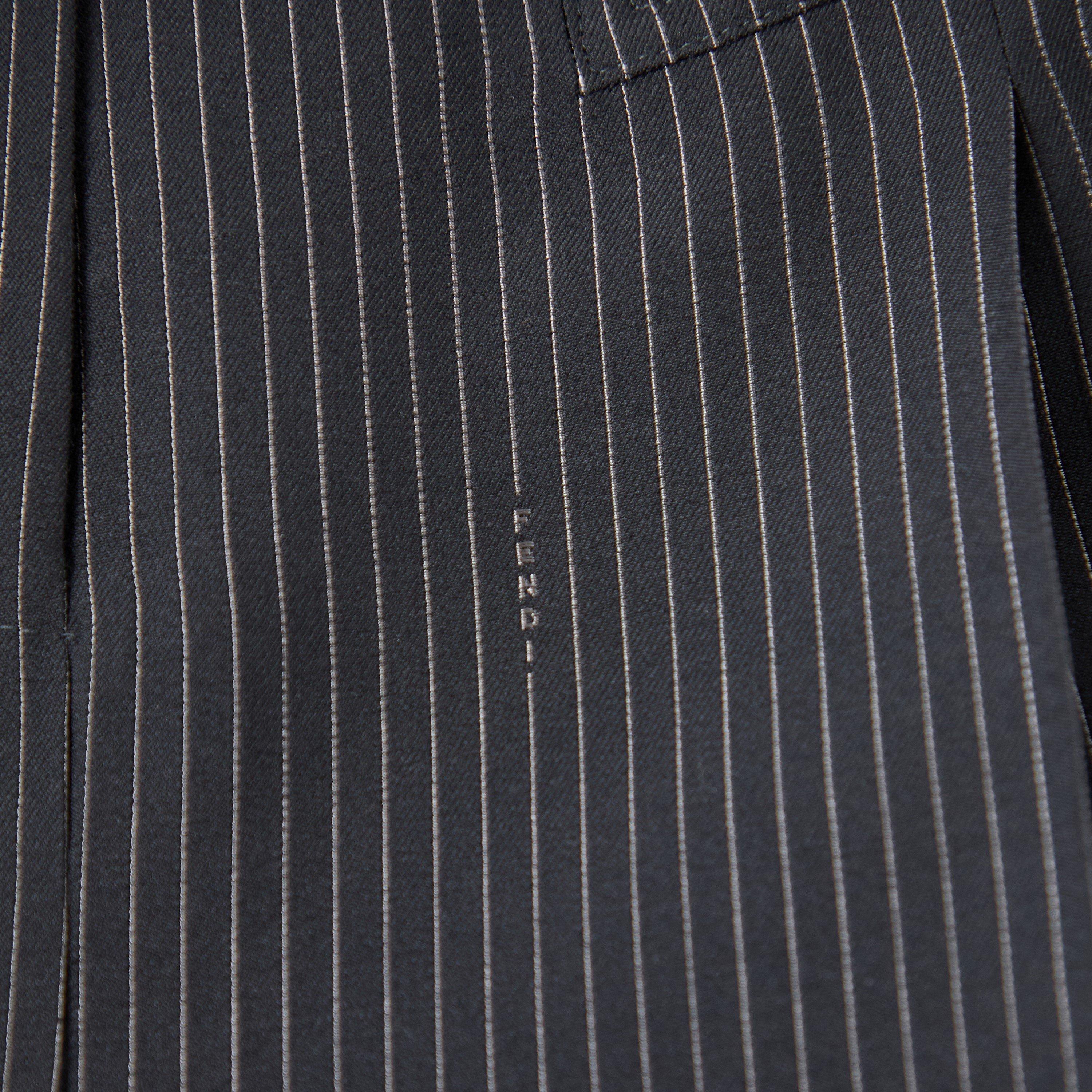 Blue Navy - Fendi - Womens Pinstriped Trousers - 5