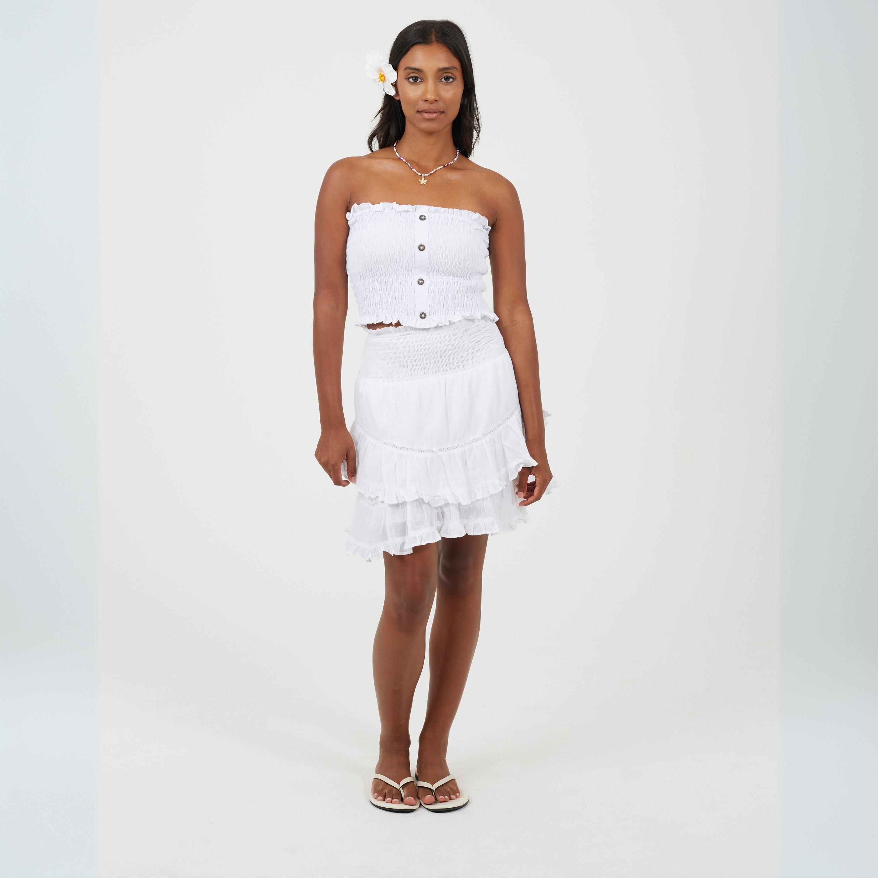 Bianco - Brave Soul - Womens Shirred Button Through Boob Tube - 4