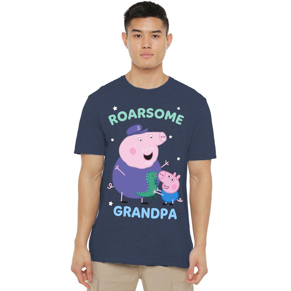 Navy - Hasbro - Peppa Pig Roarsome Grandpa Pig T Shirt Heather Na - 1