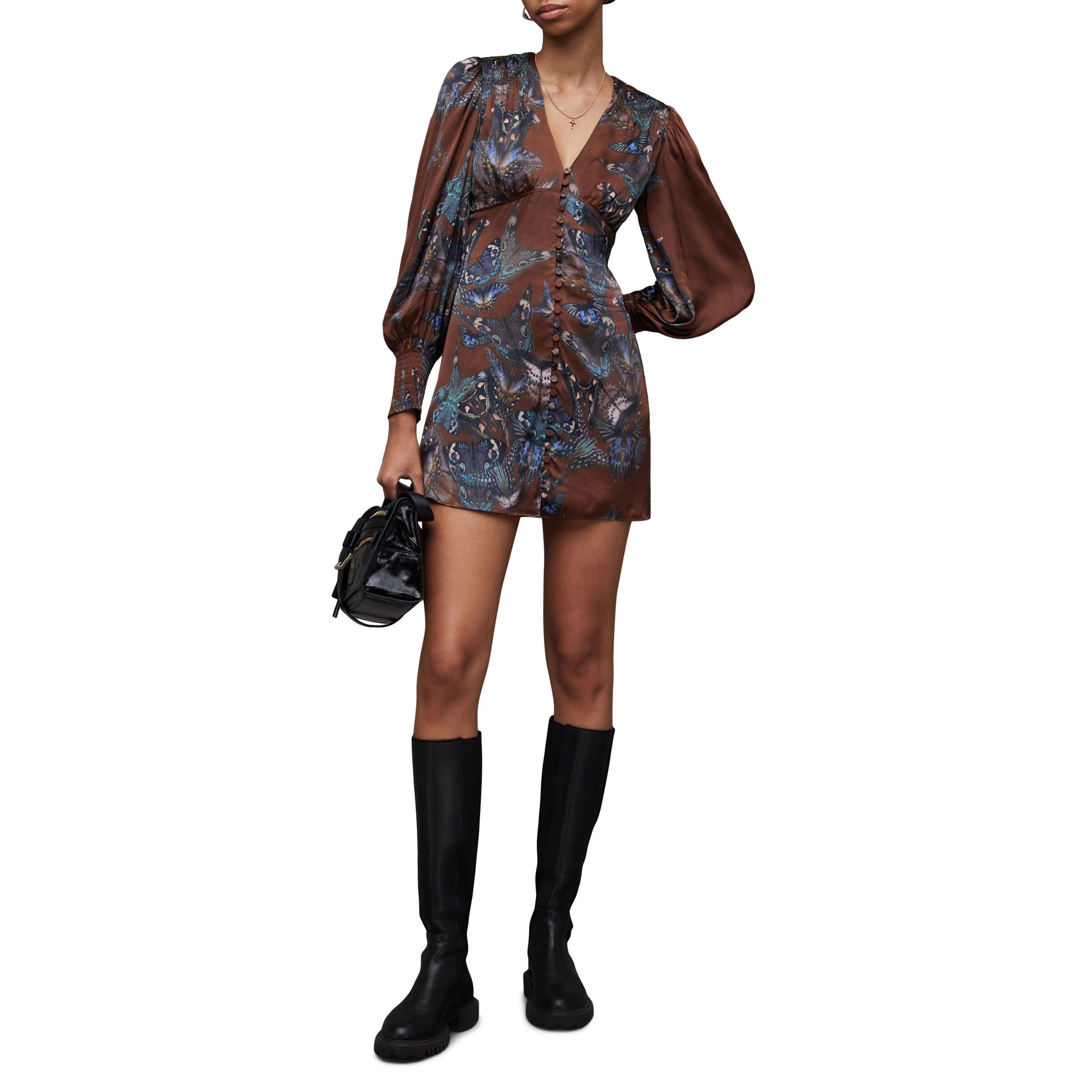 Coffee Brown - AllSaints - Auden Lilly Dress - 2