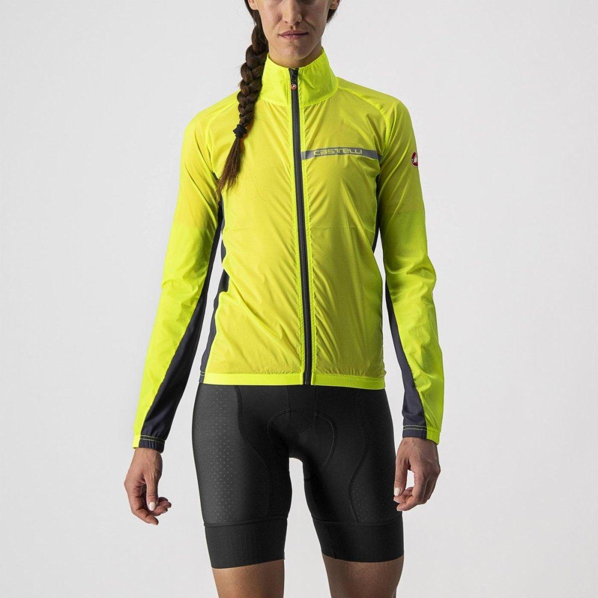 Yellow/Grey - Castelli - Squadra Stretch Long Sleeve Reflective Performance Cycling Jacket - 1