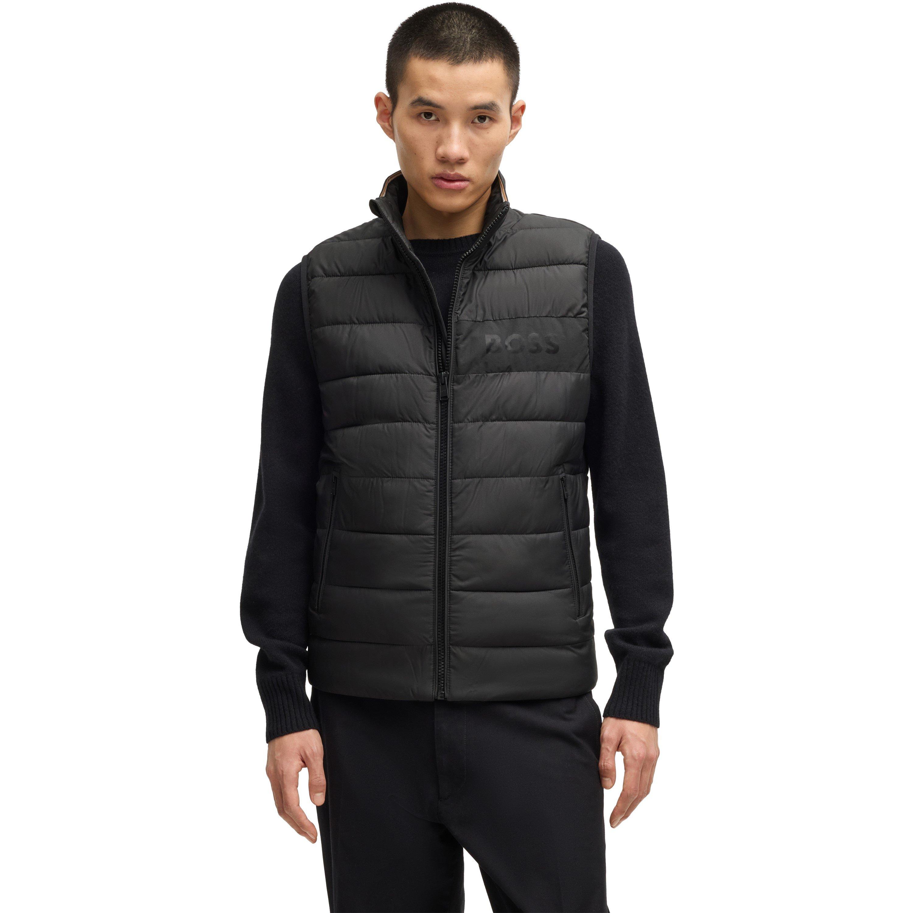 Black 001 - Boss - Men's H-Cenito Padded Water-Repellent Stand Collar Sleeveless Gilet - 2
