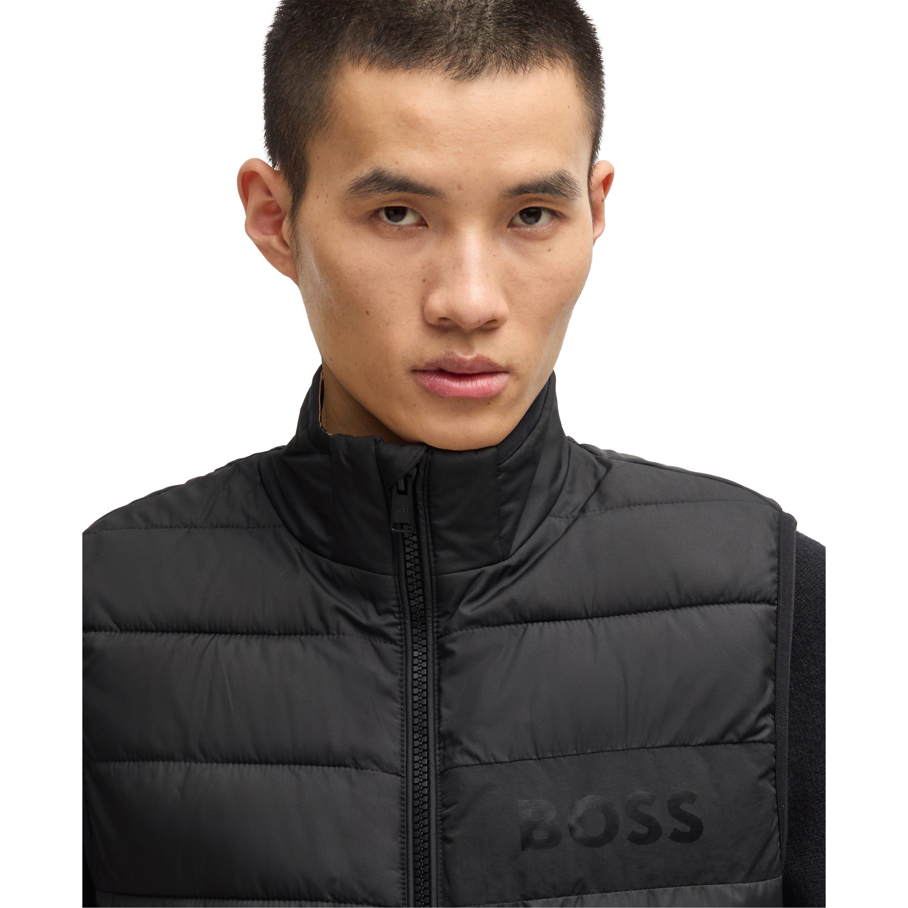Black 001 - Boss - Men's H-Cenito Padded Water-Repellent Stand Collar Sleeveless Gilet - 5