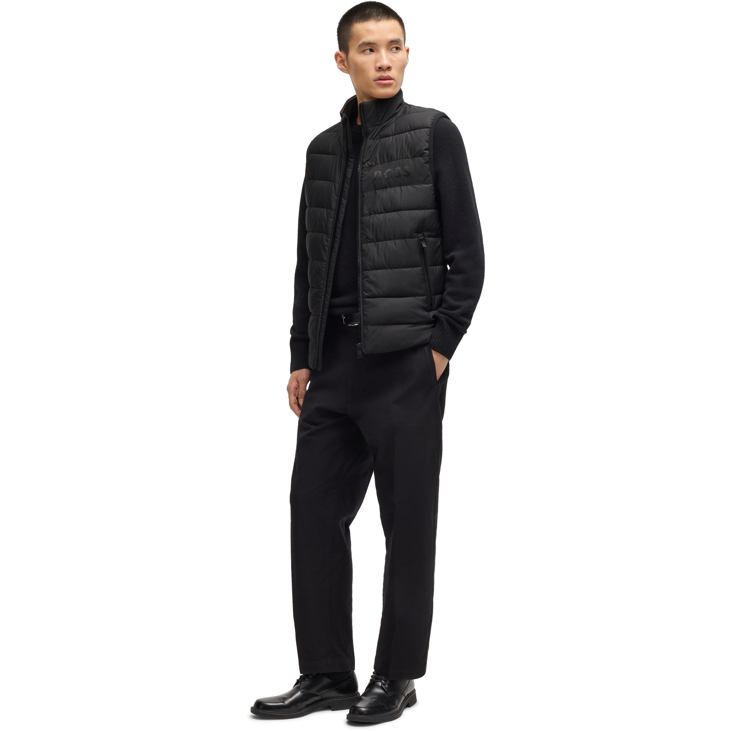 Black 001 - Boss - Men's H-Cenito Padded Water-Repellent Stand Collar Sleeveless Gilet - 6