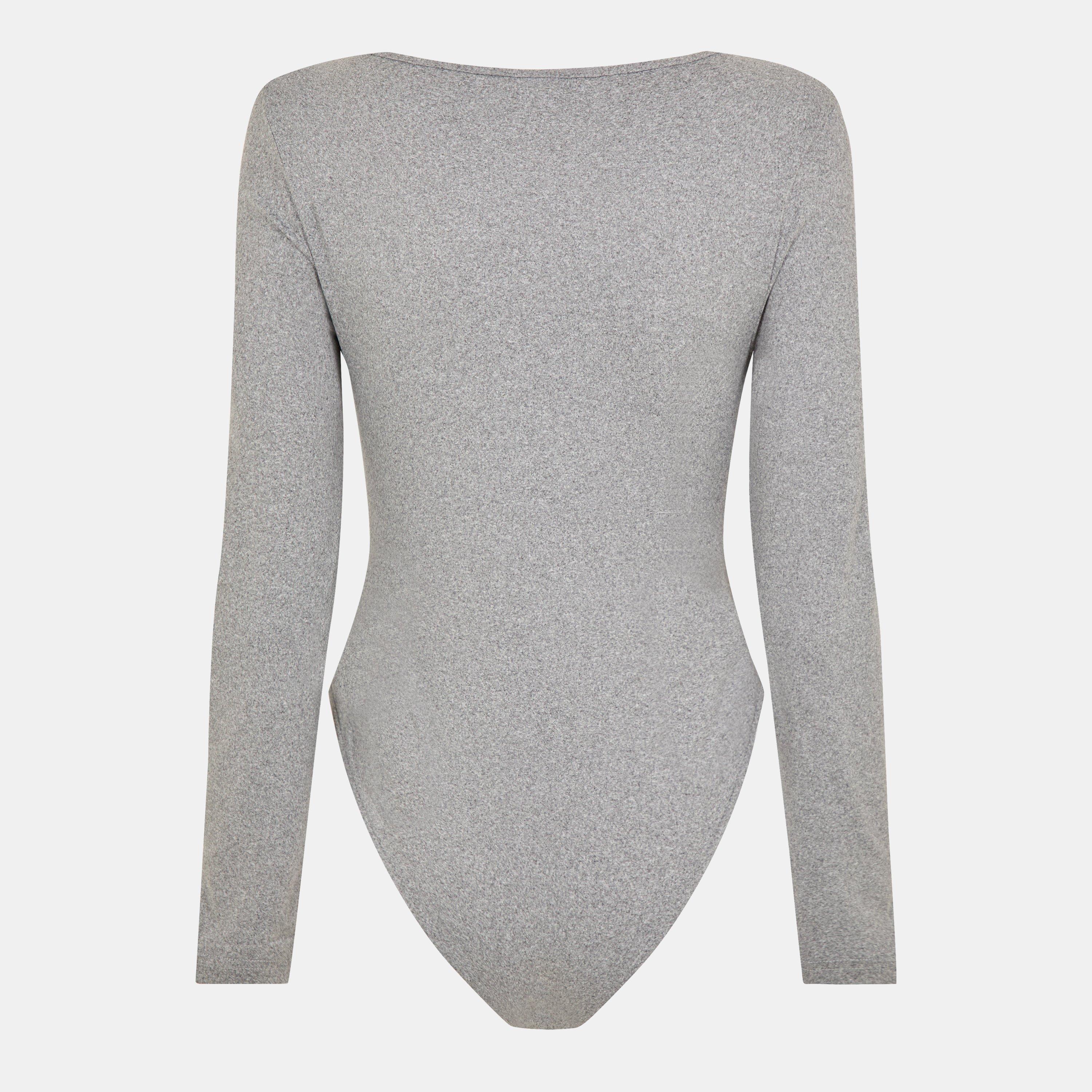 Grey Marl - Brave Soul - Sleeve Bodysuit with Zip - 2