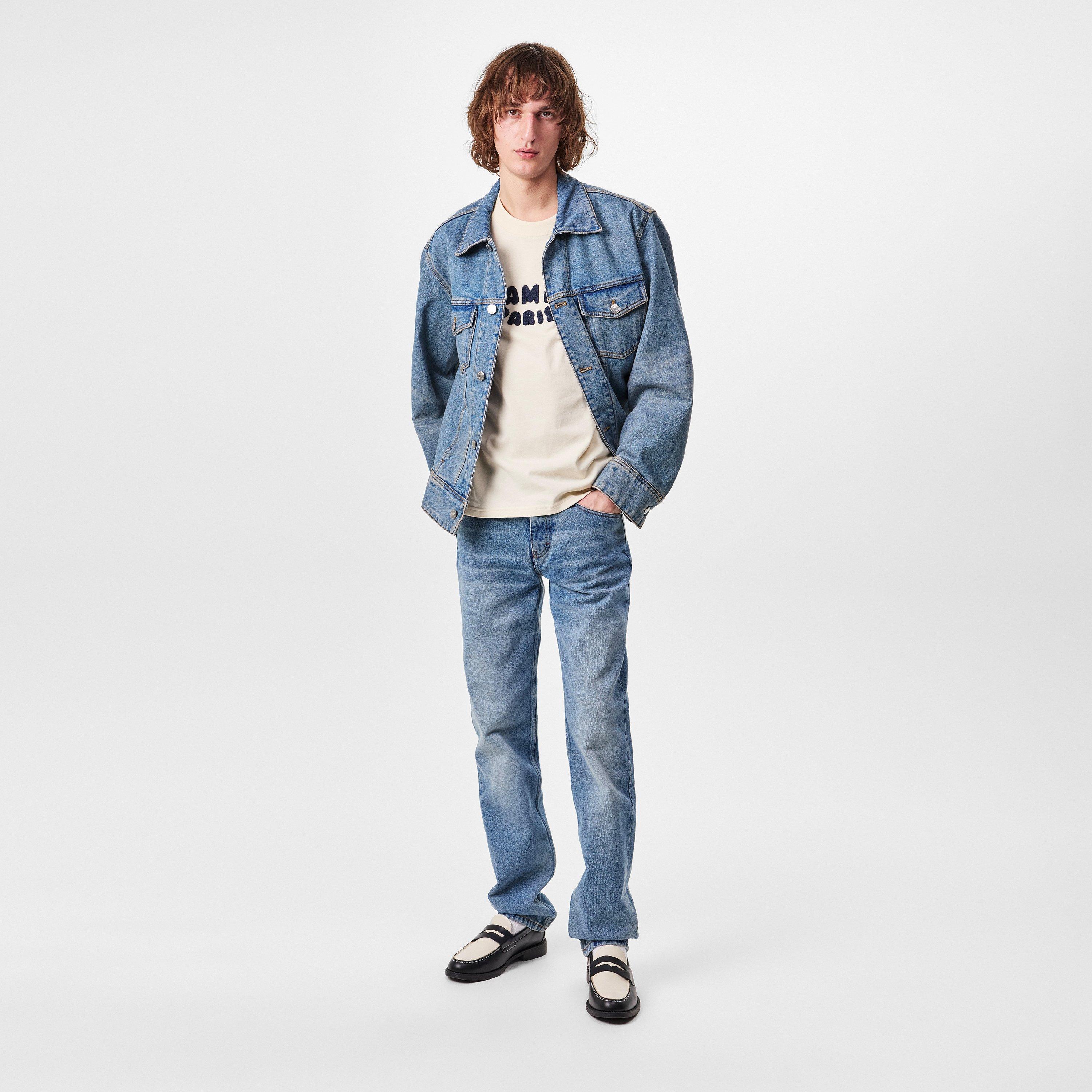 Used Blue 480 - Ami Paris - Men's Trucker Cotton Long Sleeve Denim Jacket - 6