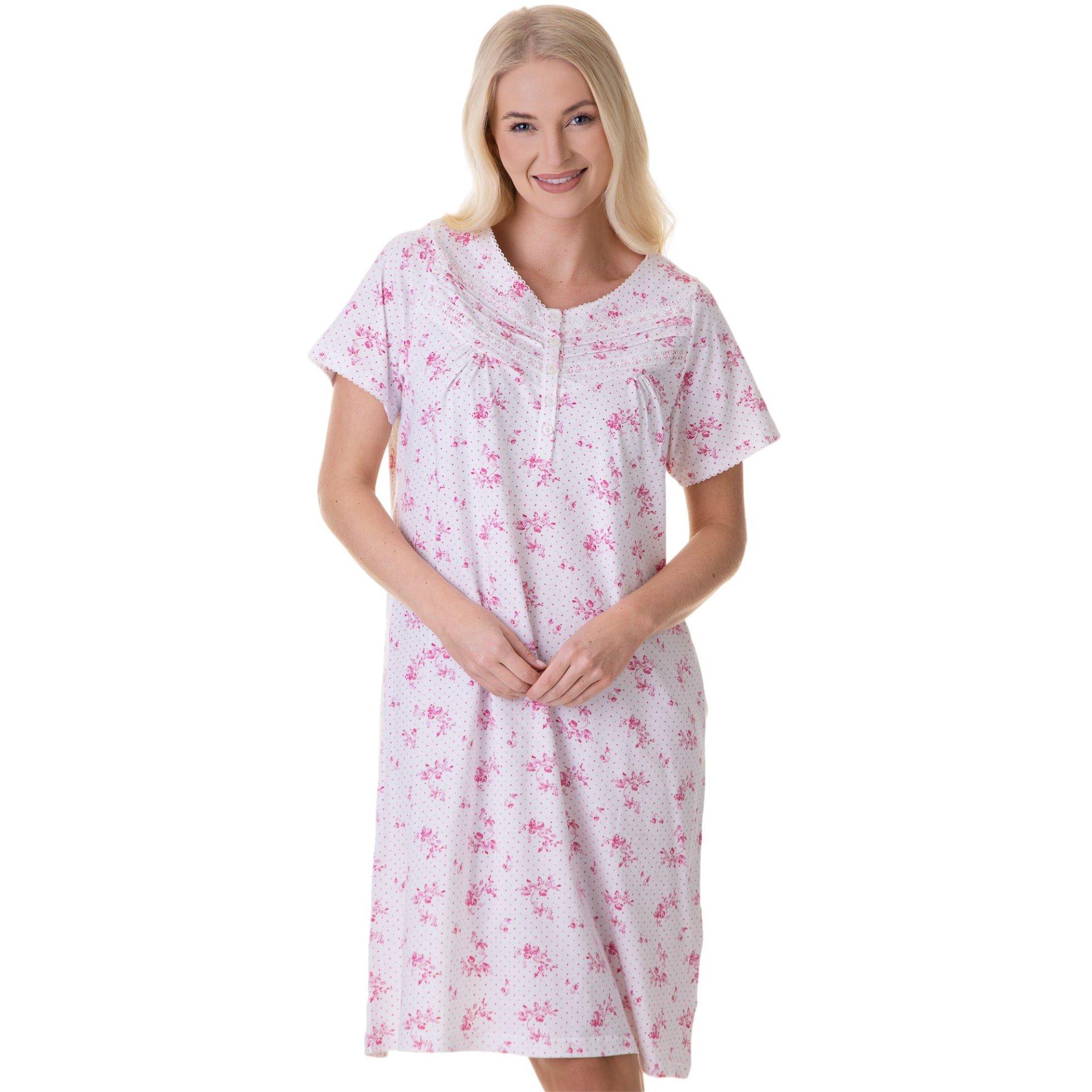 Rosa - Camille - 100% Cotton Luxury Porcelain Floral Short Sleeve Nightdress - 2