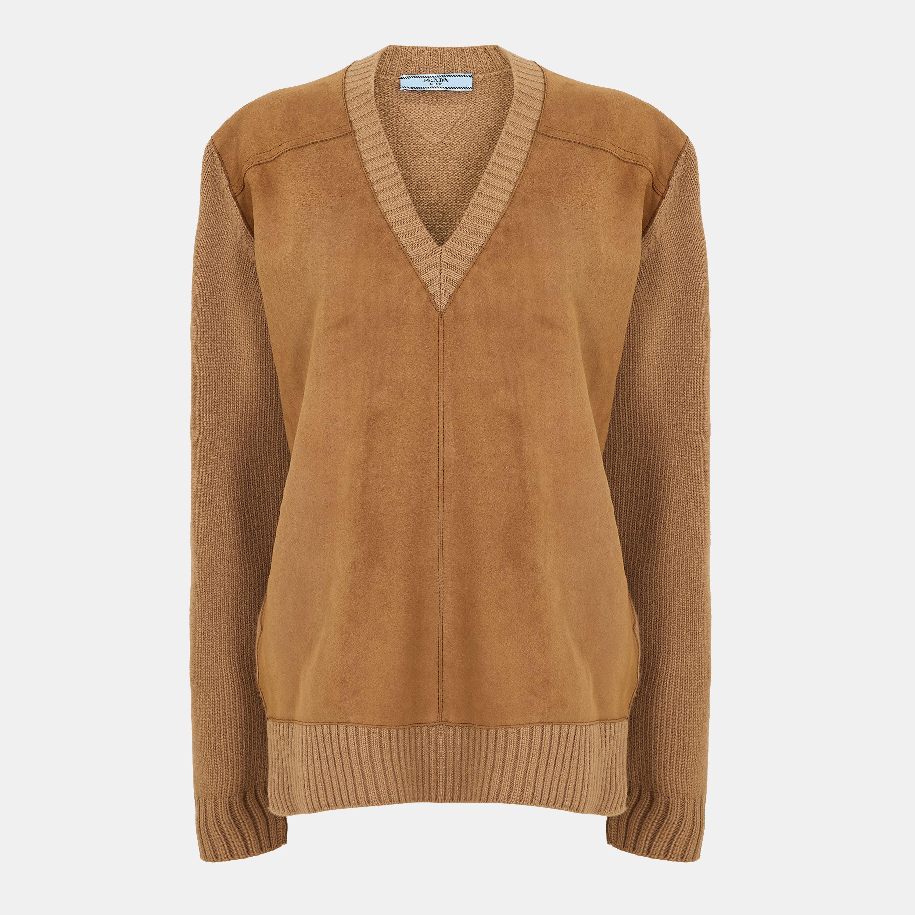 Prada Women's Knitted Crew Neck Jumper - Cammello/Tabacc - Size 42 (UK 10)