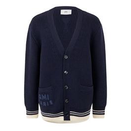 Ami Paris Crochet Ribbed Cardigan
