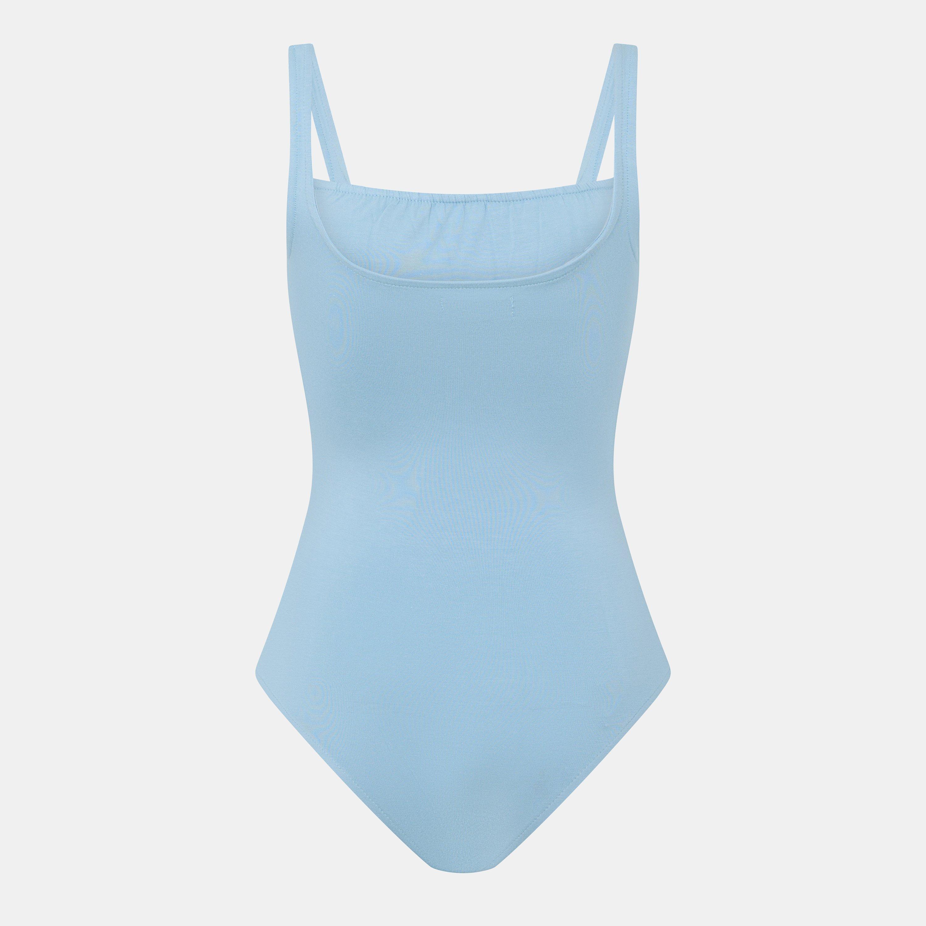 Powder Blue - Brave Soul - Vest Style Bodysuit with Gathered Bust - 2