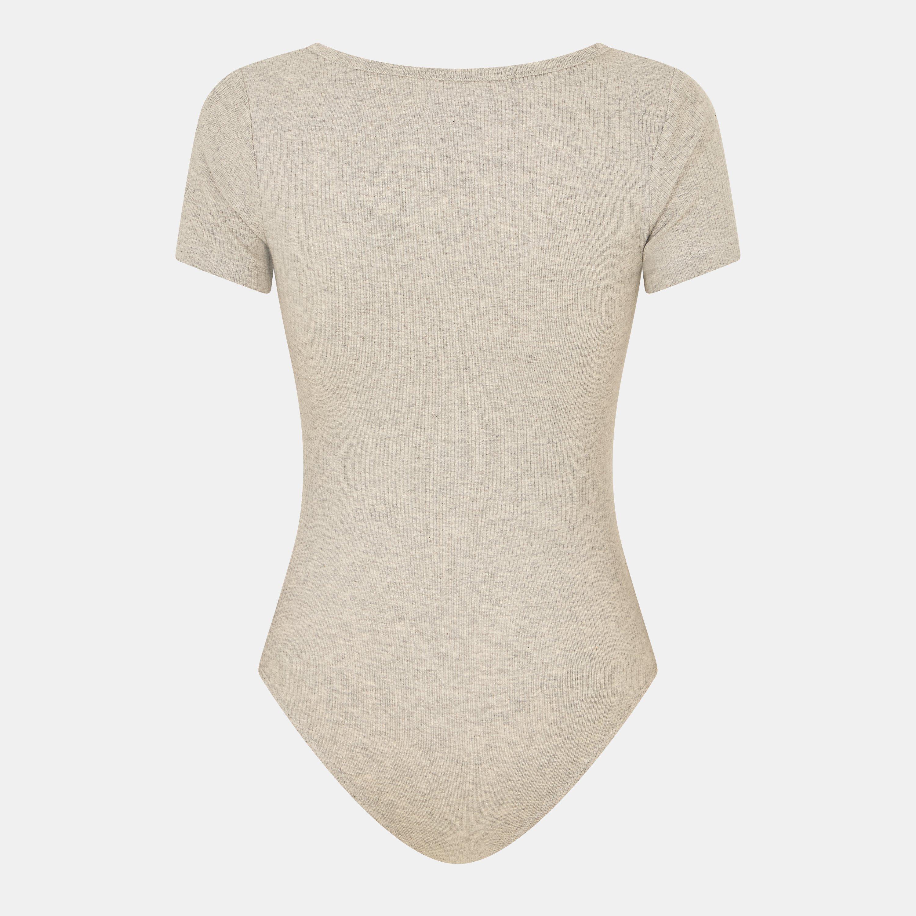 Grey Marl - Brave Soul - Bodysuit with Buttons - 2