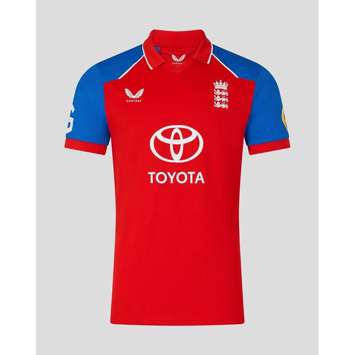 FryRed/PrnBlue - Castore - Mens 26/27 England Cricket T20 Shirt - 1