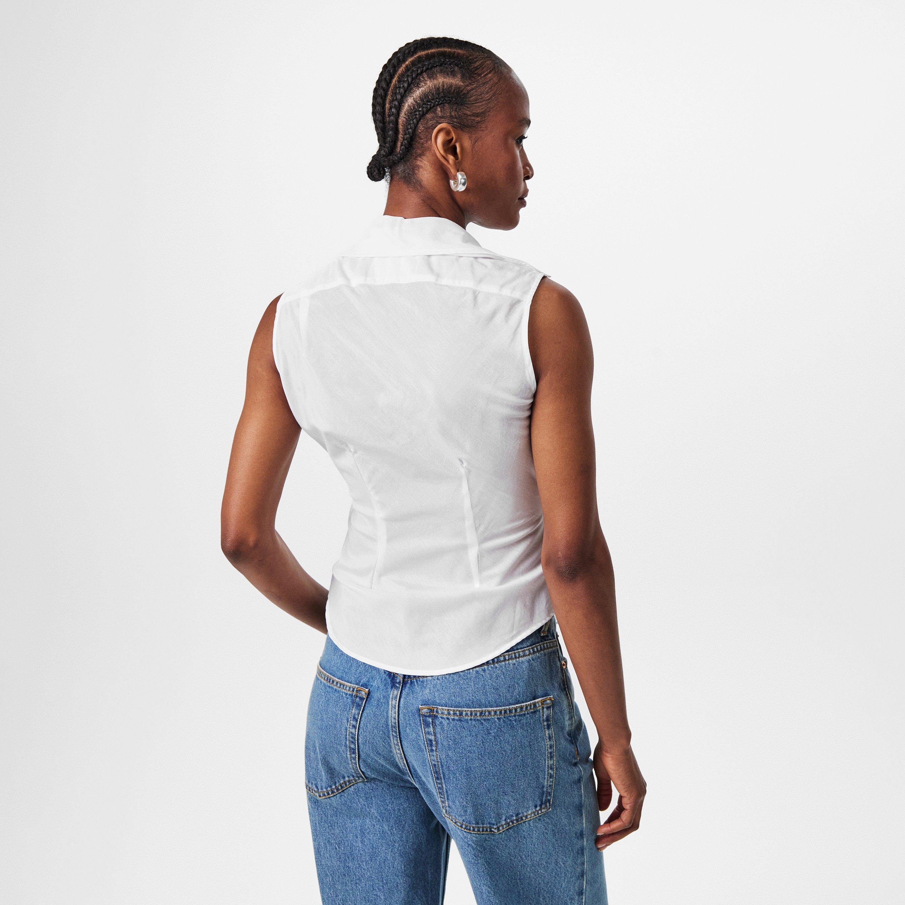 White - Vivienne Westwood - Women's Viv Sleeveless Tailored Shirt - 4