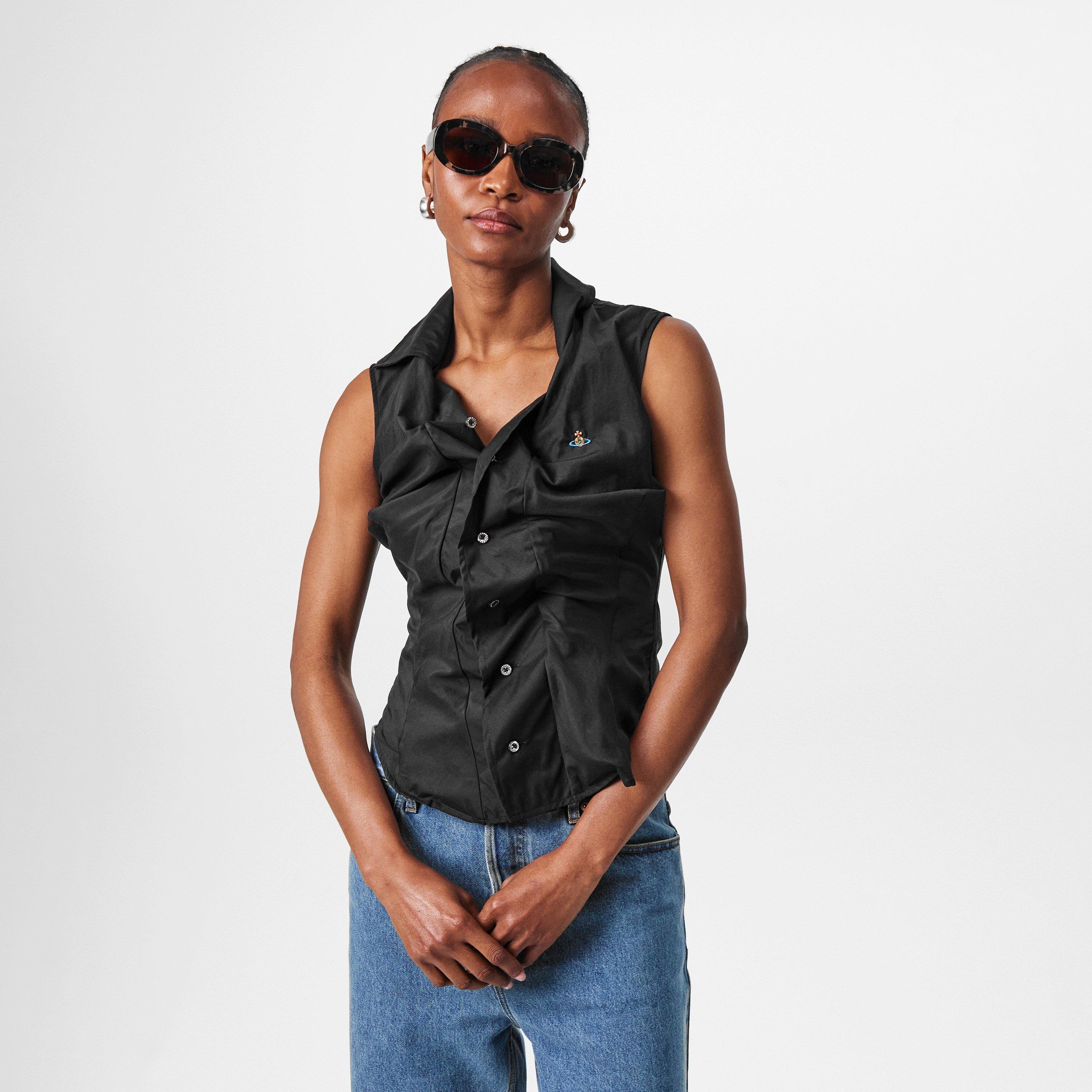 Black - Vivienne Westwood - Women's Viv Sleeveless Tailored Shirt - 3