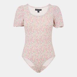 Brave Soul Floral Puff Sleeve Bodysuit