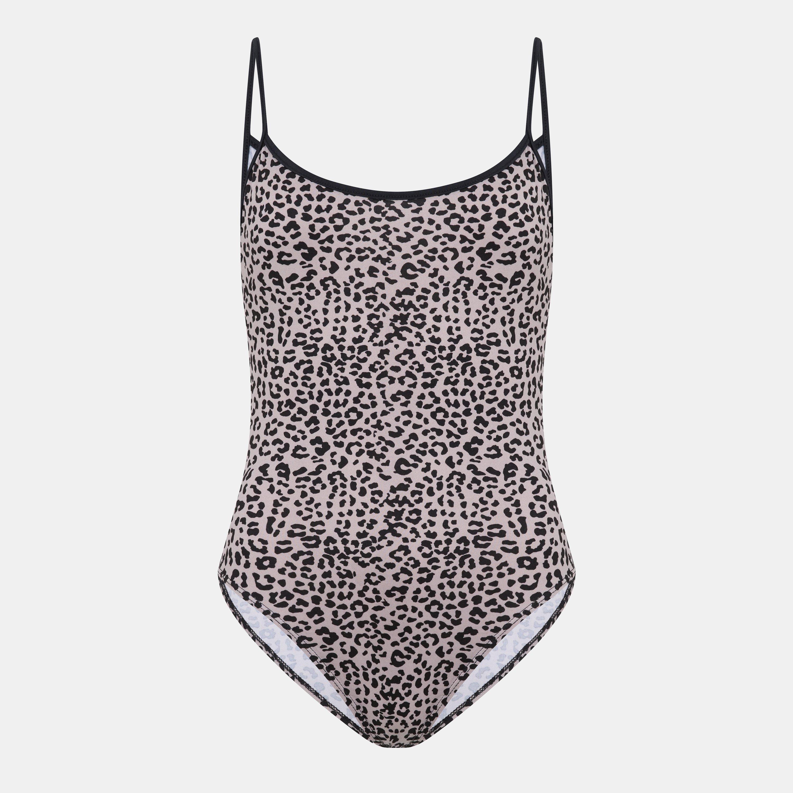 Brave Soul Women's Animal Print Bodysuit - Grey Animal/Blk - 10 (S)