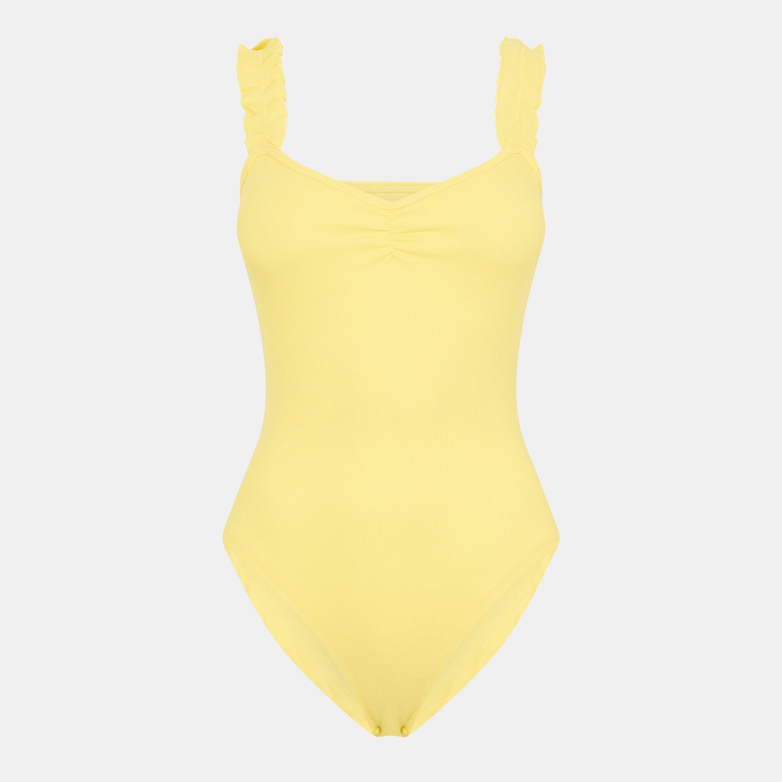 Banana - Brave Soul - Lettuce Hem Strap Bodysuit - 1
