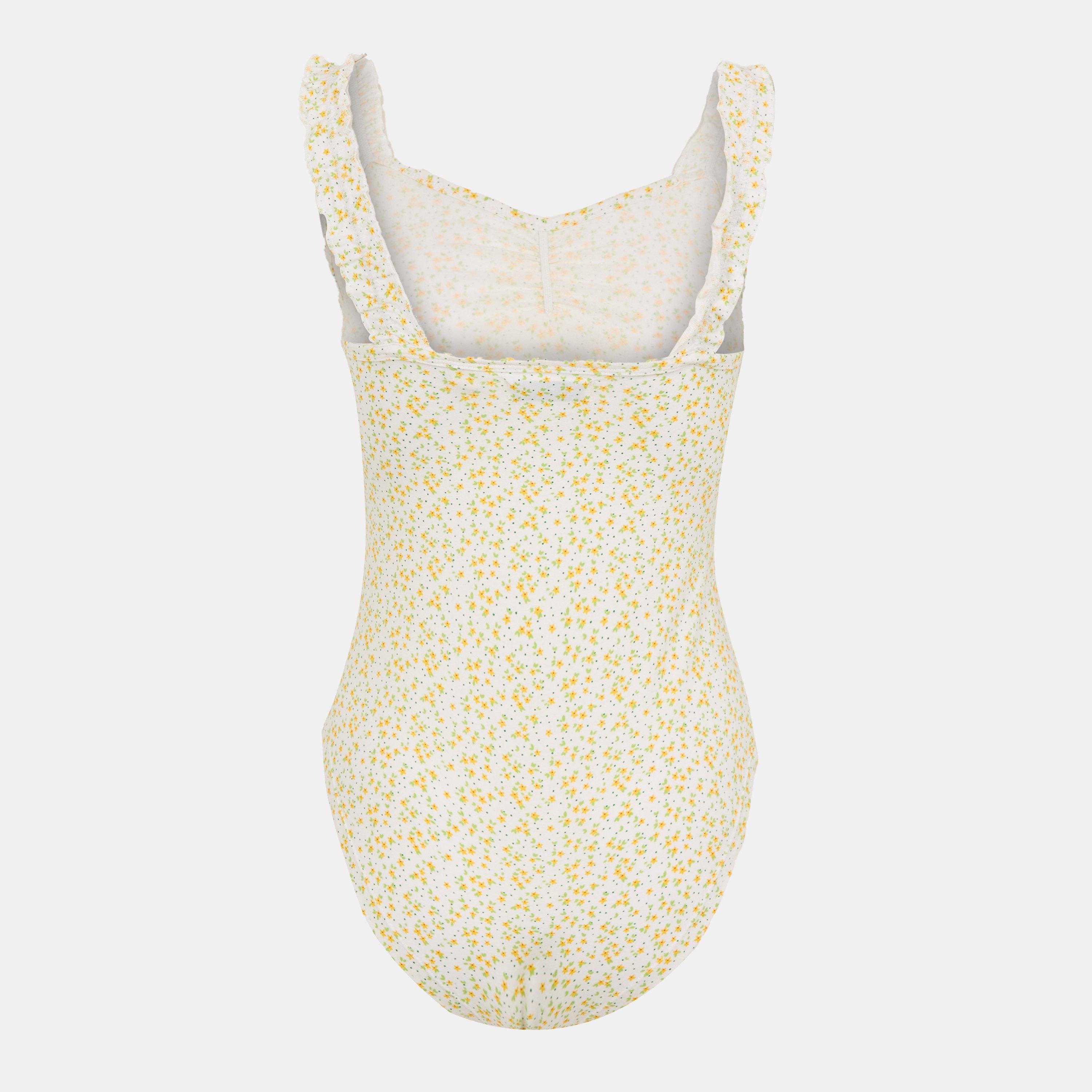 White Dtsy Flrl - Brave Soul - Lettuce Hem Strap Bodysuit - 2