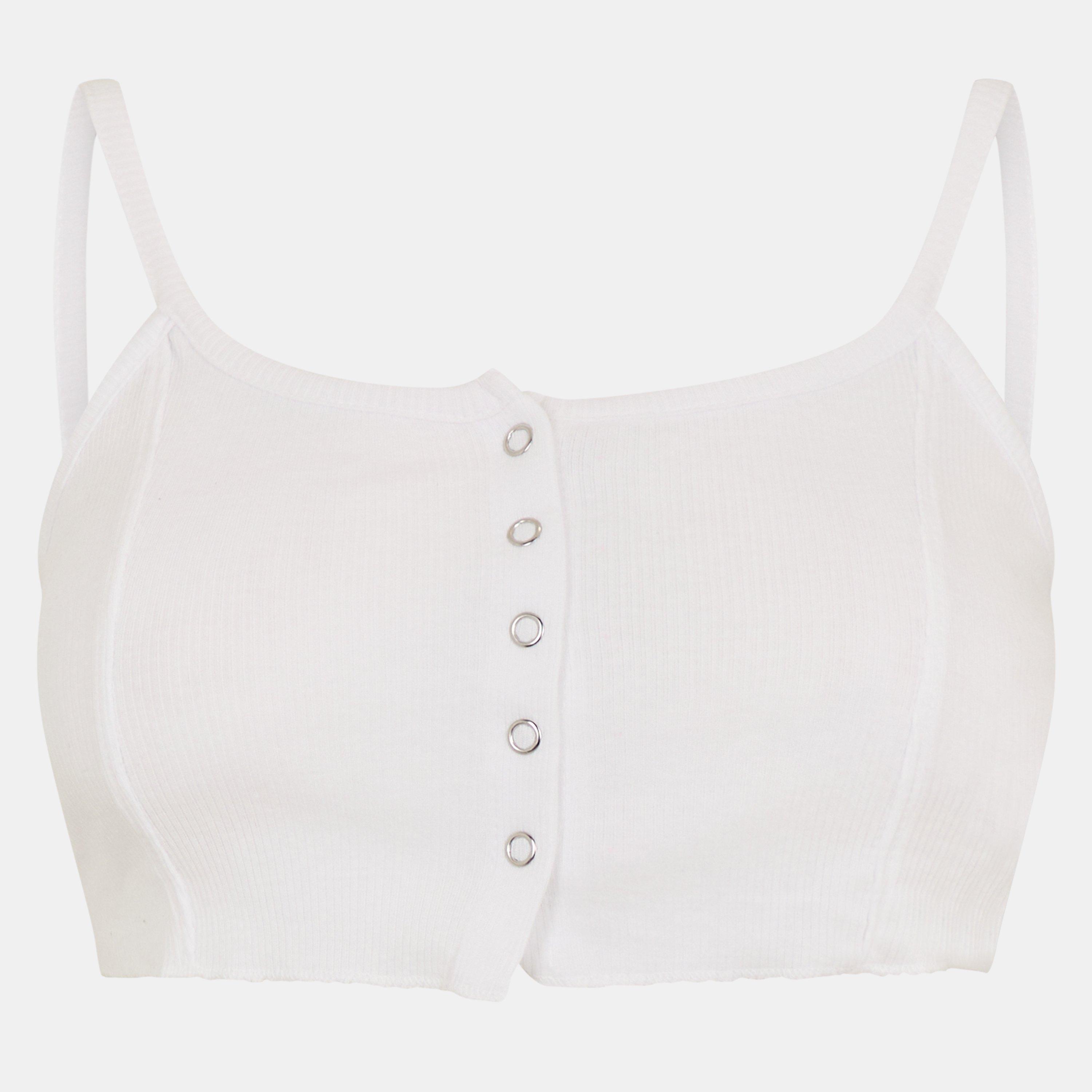 Brave Soul Women's Button Through Crop Vest - White - 10 (S)