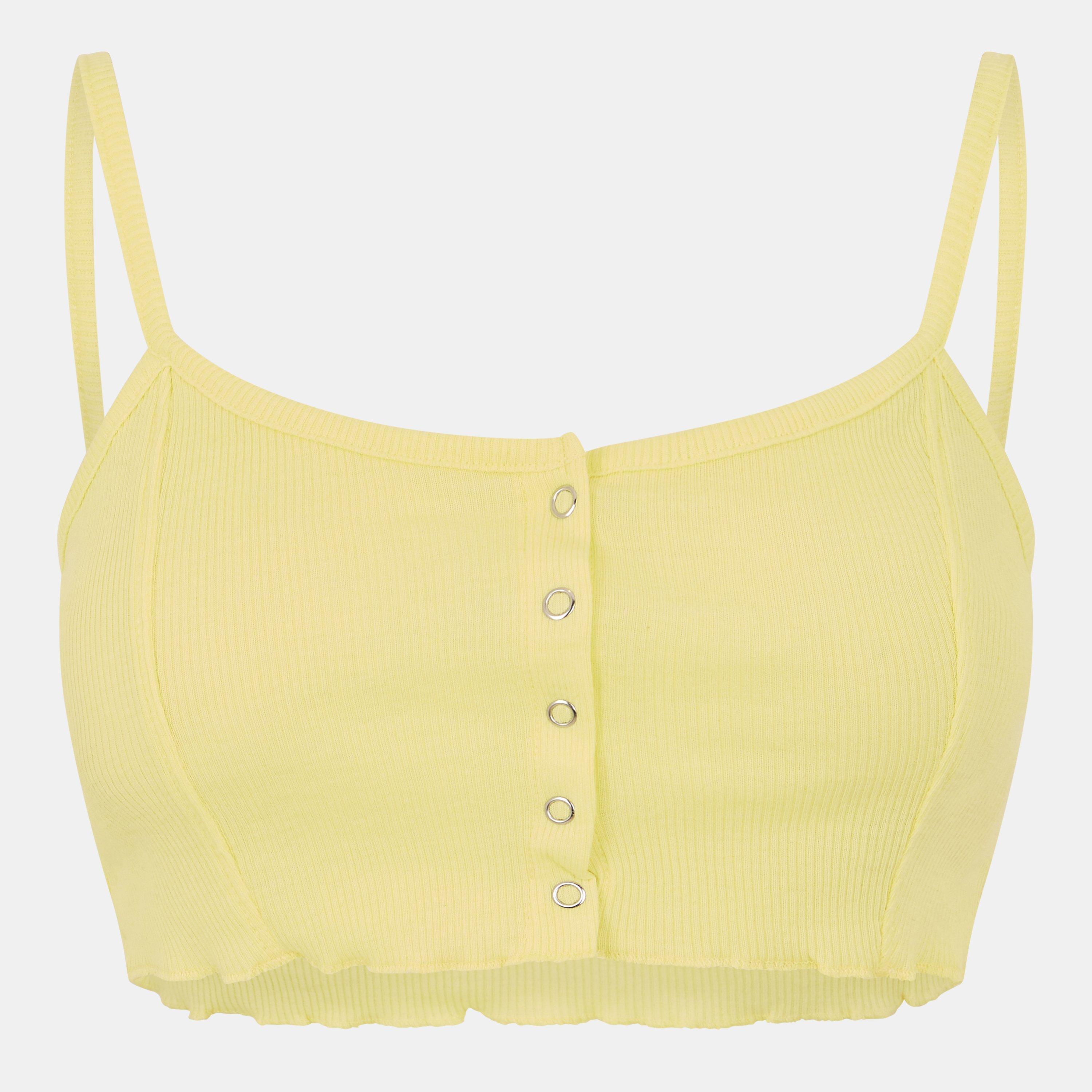 Brave Soul Women's Button Through Crop Vest - Lime - 10 (S)