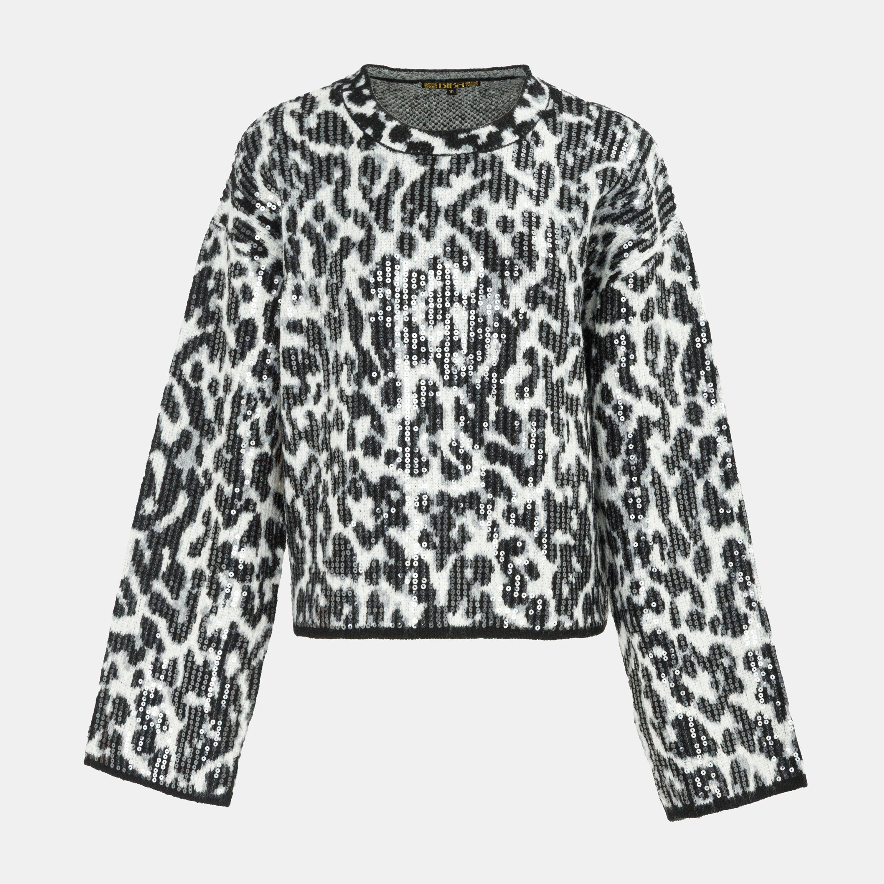 Biba Women's Leop Jumper Ld61 - Black/Grey - 12 (M)