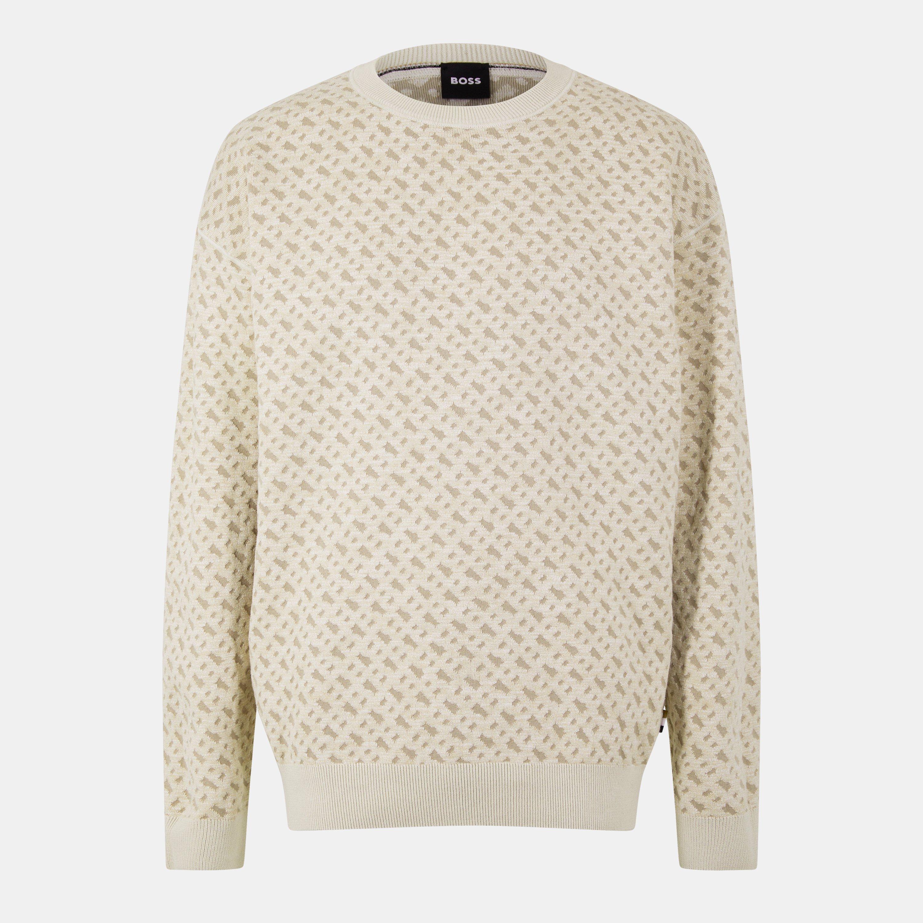 Open White 131 - Boss - Men's CJimino Crew Neck Cotton Knitted Top - 1