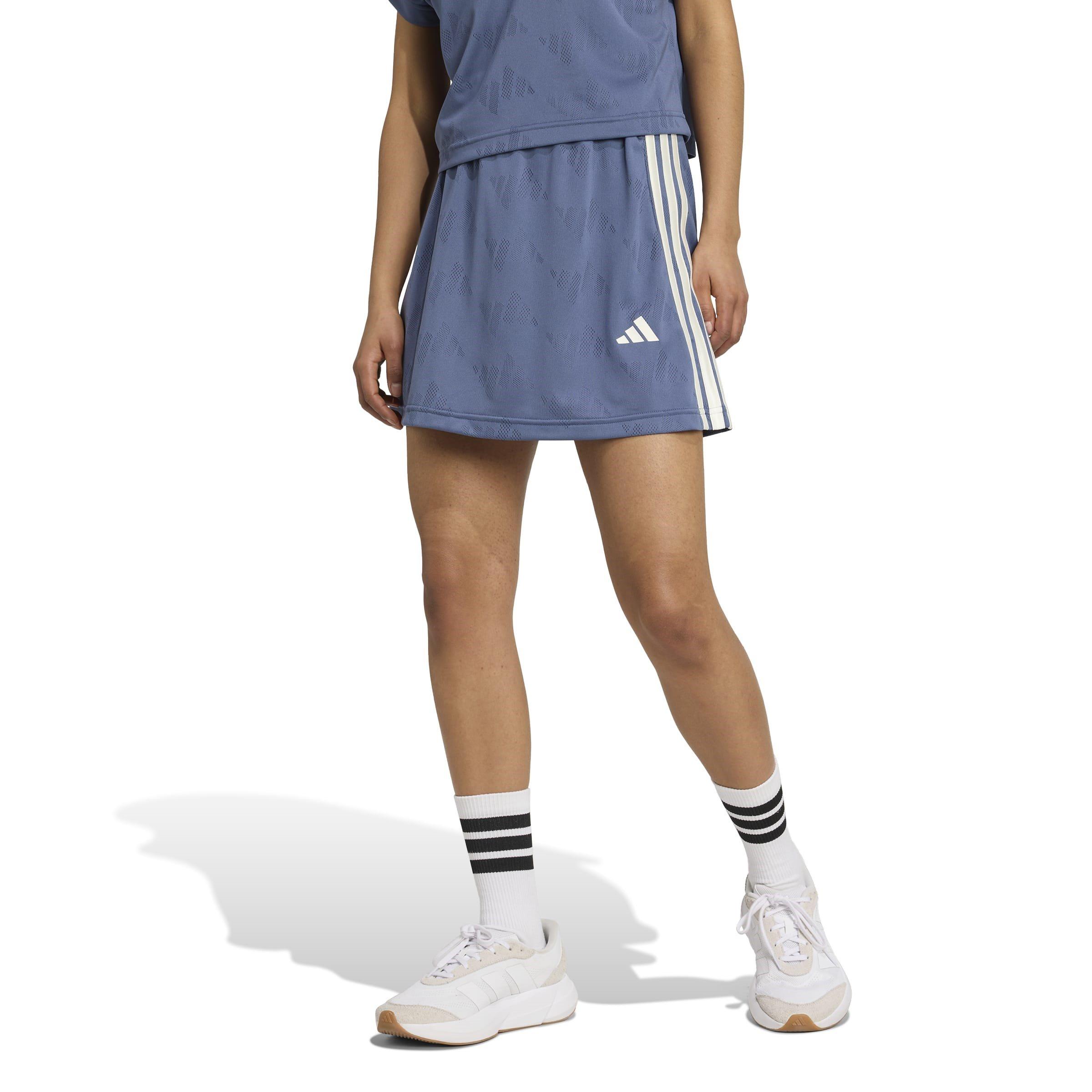 PrelovedInk/Wht - adidas - Stadium 3-Stripes Womens Tennis Inspired Jacquard Skirt With Short - 2