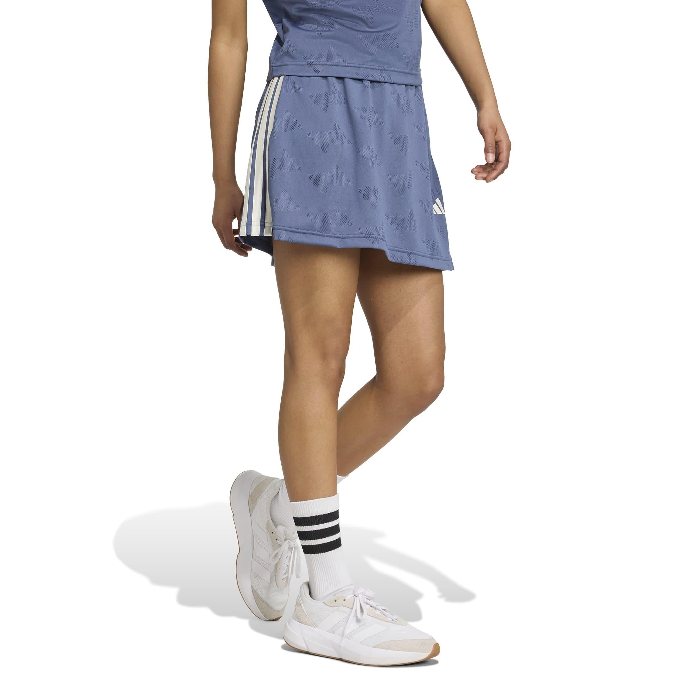 PrelovedInk/Wht - adidas - Stadium 3-Stripes Womens Tennis Inspired Jacquard Skirt With Short - 6