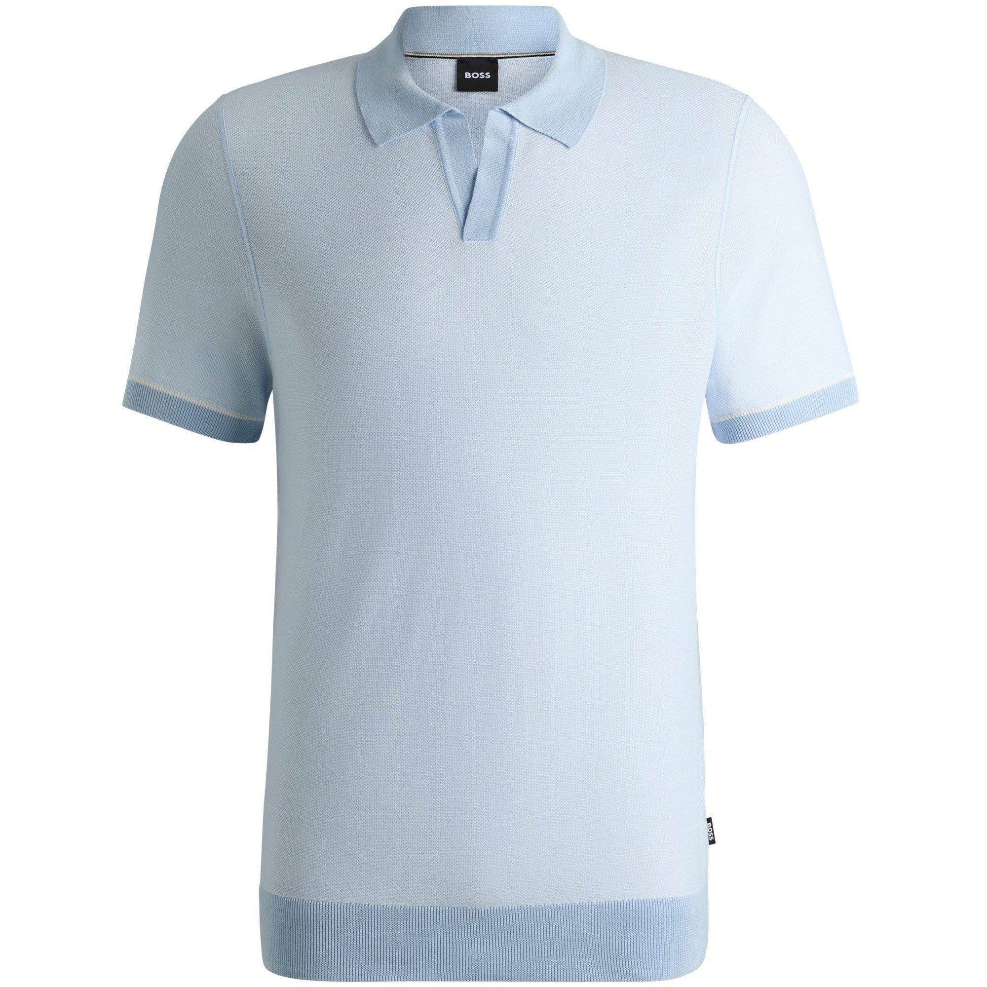 Boss Men's HJianluca Knitted Polo Shirt - Lt Pas Blue 450 - Large