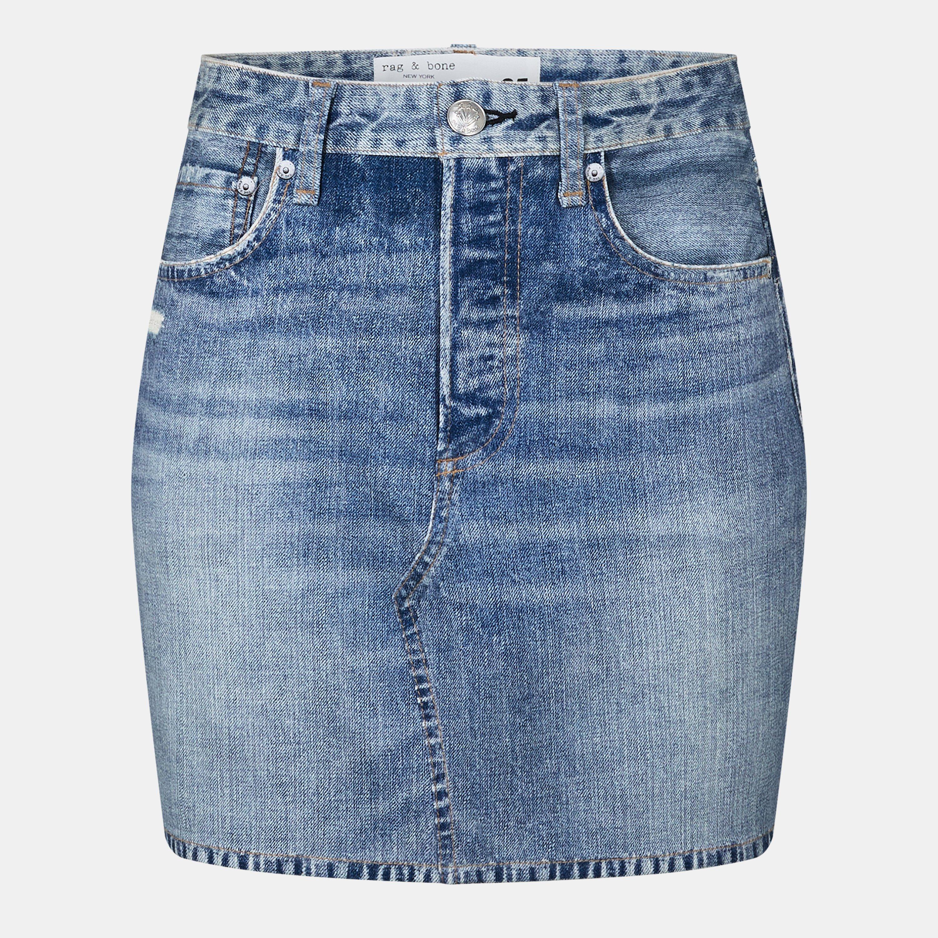 scrlt - Rag and Bone - Women's Mini Stretch Traditional Wash Denim Skirt - 1