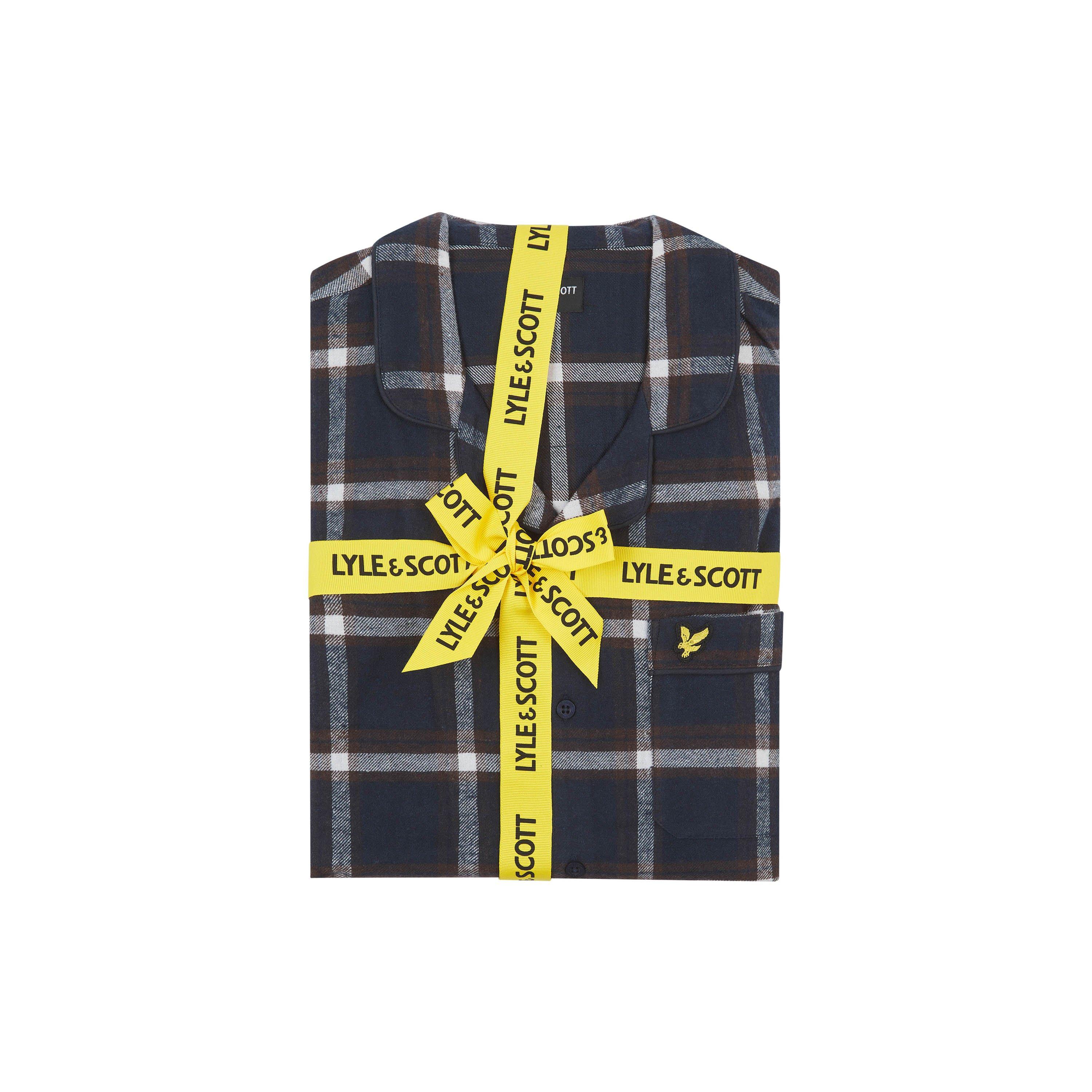 Peacoat/Brown - Lyle and Scott - Men's Flannel Long-Sleeve Pyjama Sets - 6