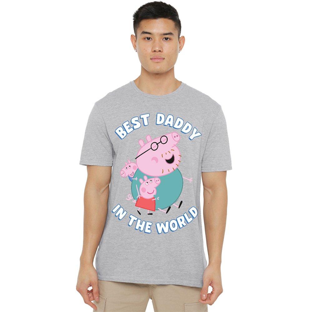 Grey - Hasbro - Peppa Pig Best Daddy In The World T Shirt Heather - 1