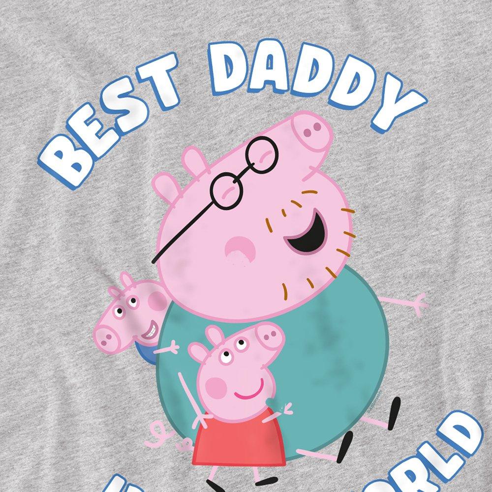 Grey - Hasbro - Peppa Pig Best Daddy In The World T Shirt Heather - 2