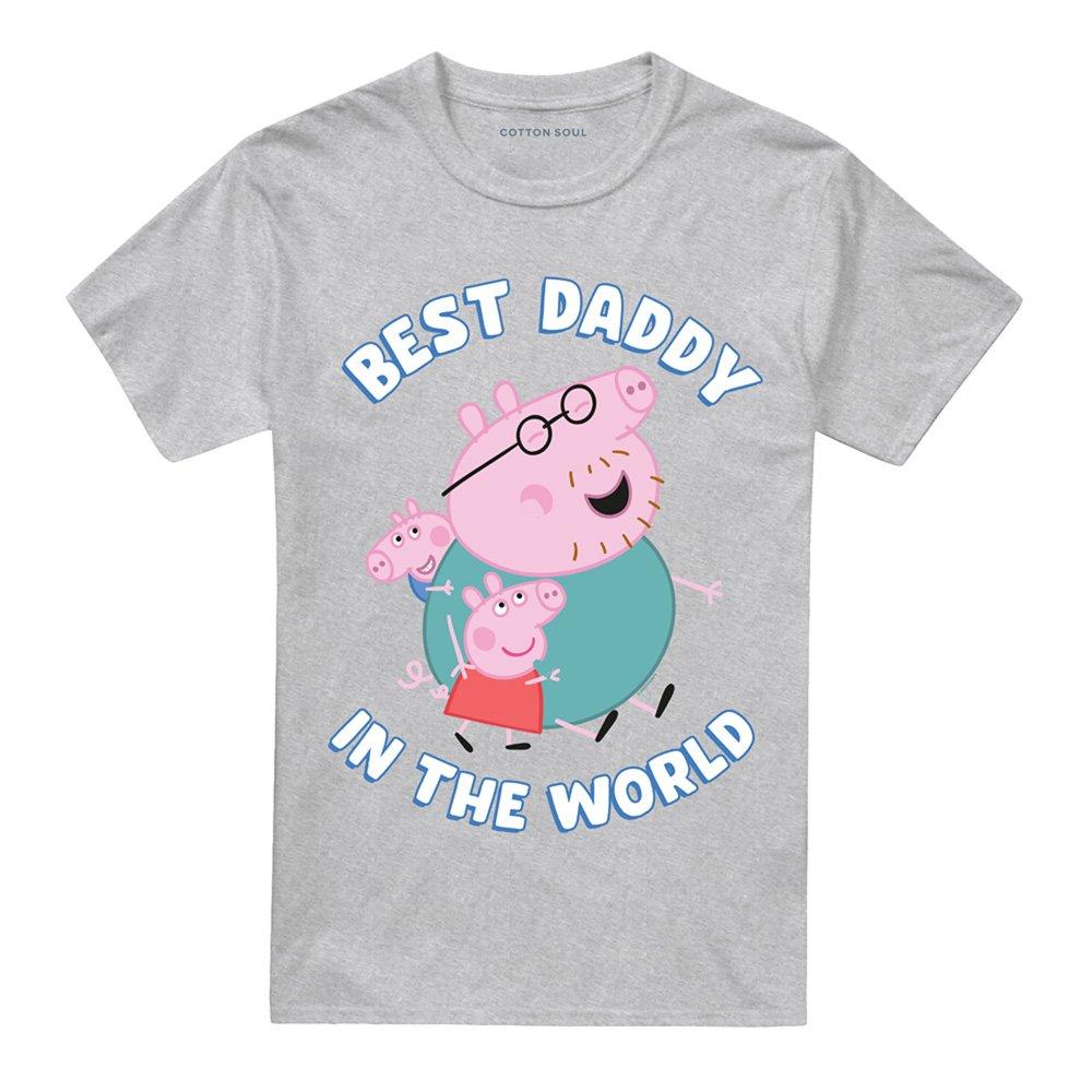 Grey - Hasbro - Peppa Pig Best Daddy In The World T Shirt Heather - 4