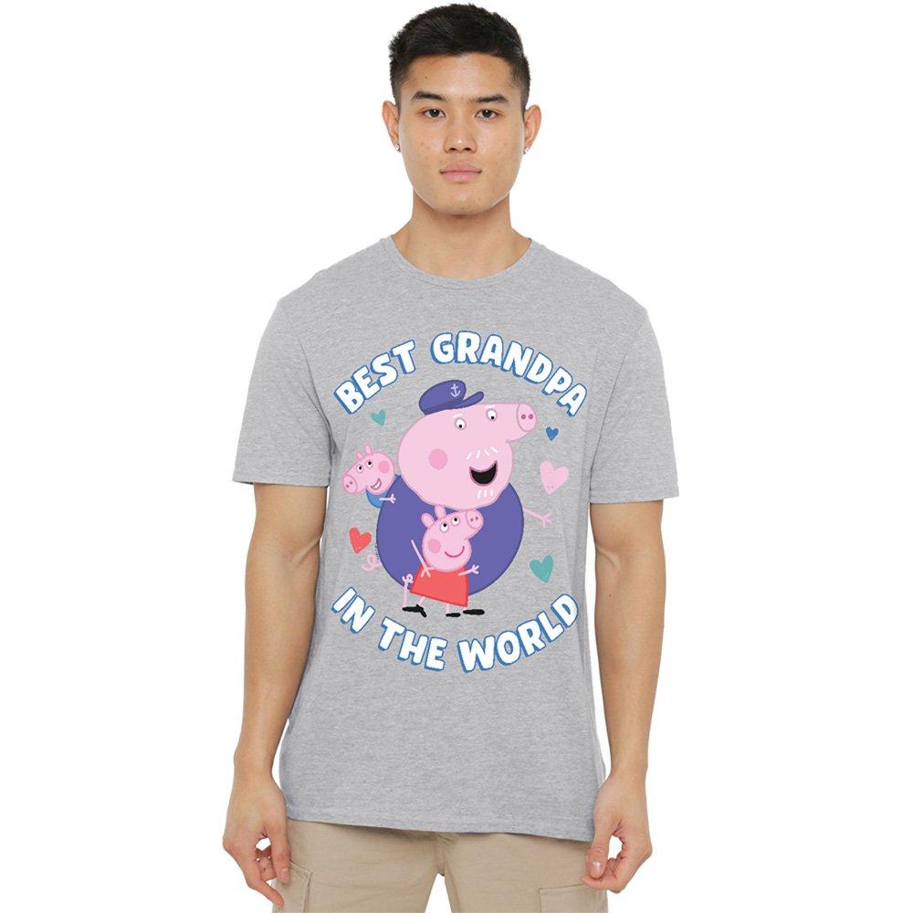Grey - Hasbro - Peppa Pig Best Grandpa In The World T Shirt Heath - 1