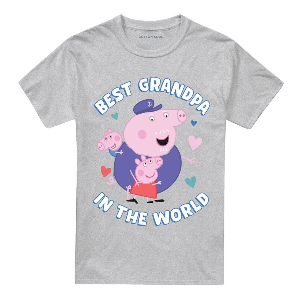 Grey - Hasbro - Peppa Pig Best Grandpa In The World T Shirt Heath - 4