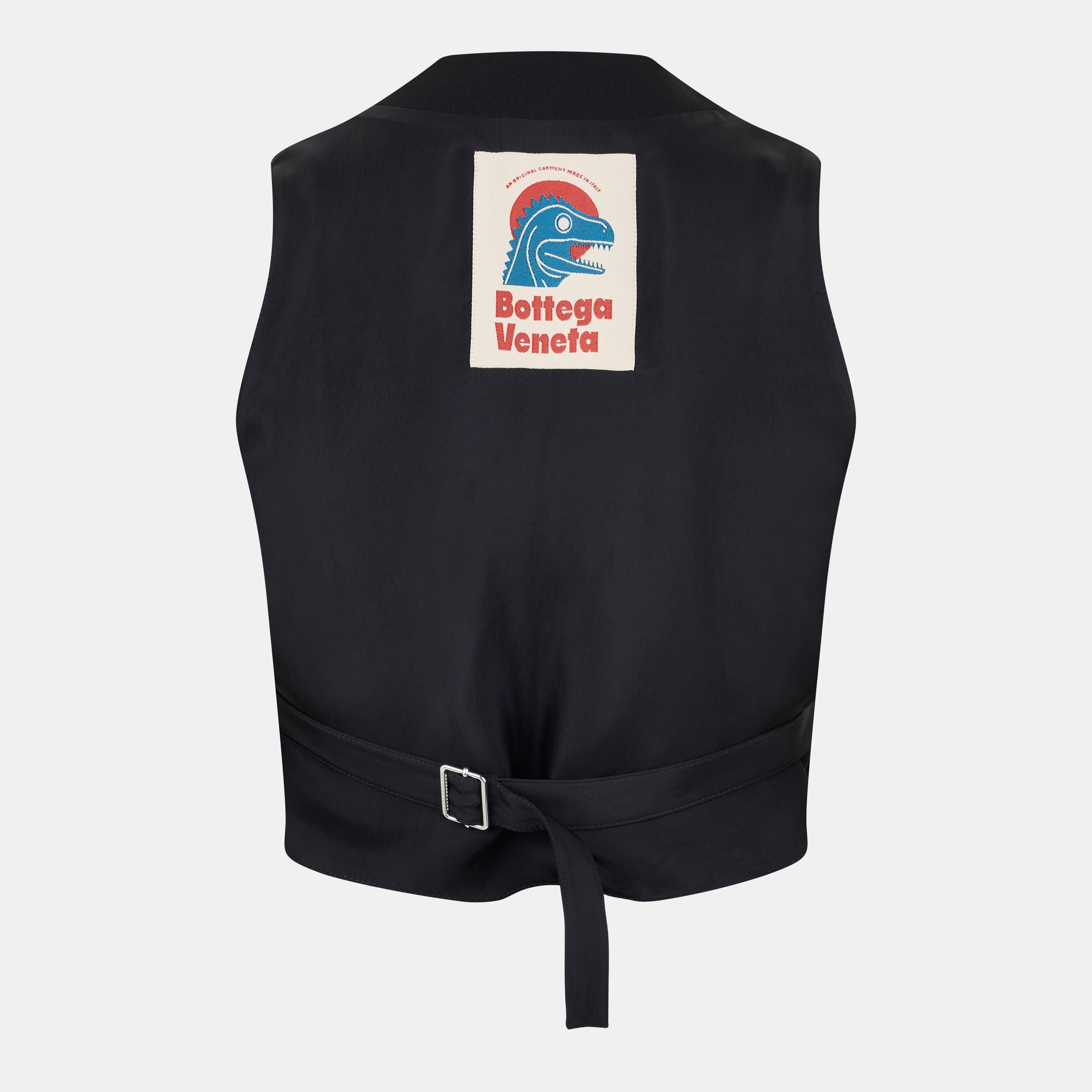 Black - Bottega Veneta - Women's Wool Sleeveless Slim Fit Gilet - 2