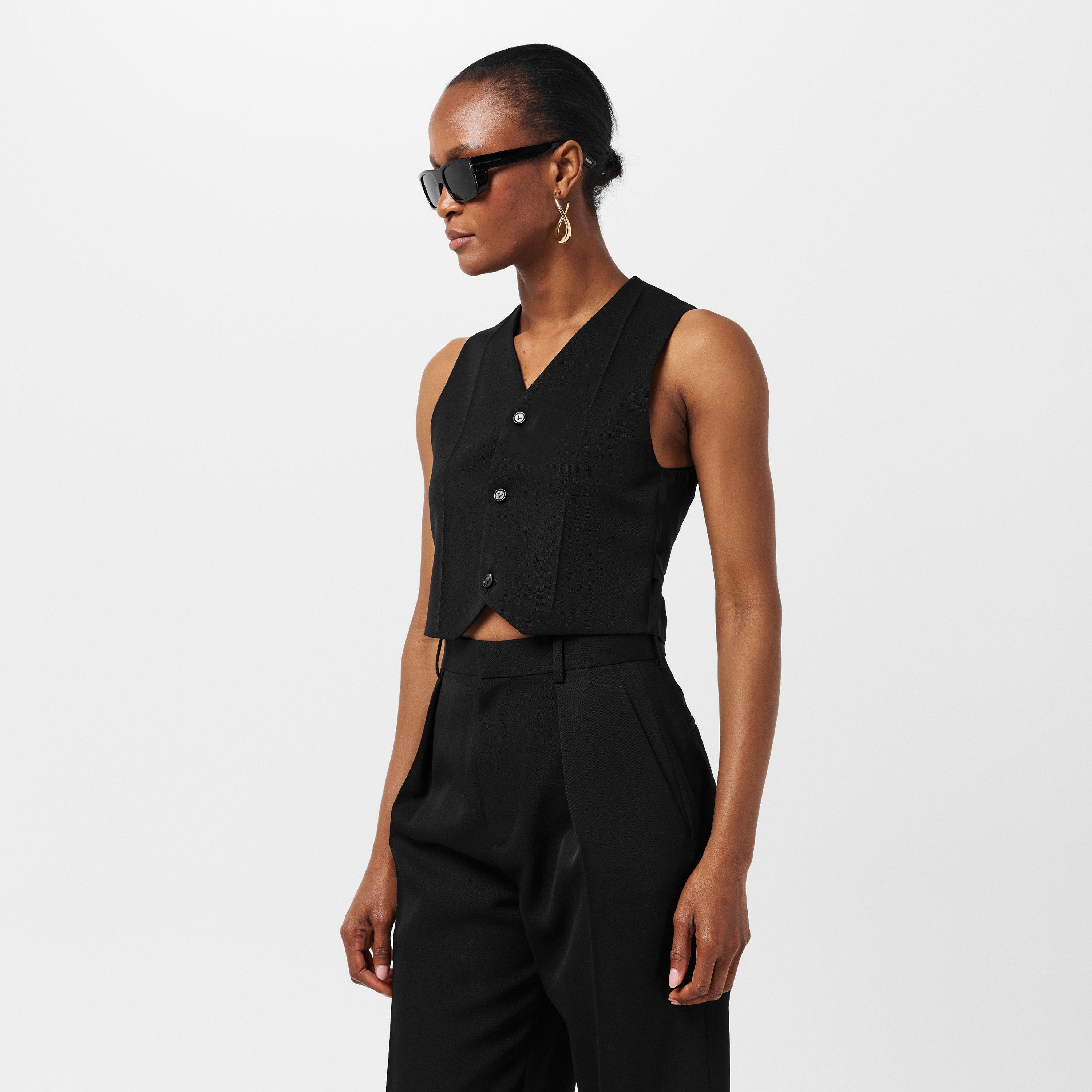 Black - Bottega Veneta - Women's Wool Sleeveless Slim Fit Gilet - 3