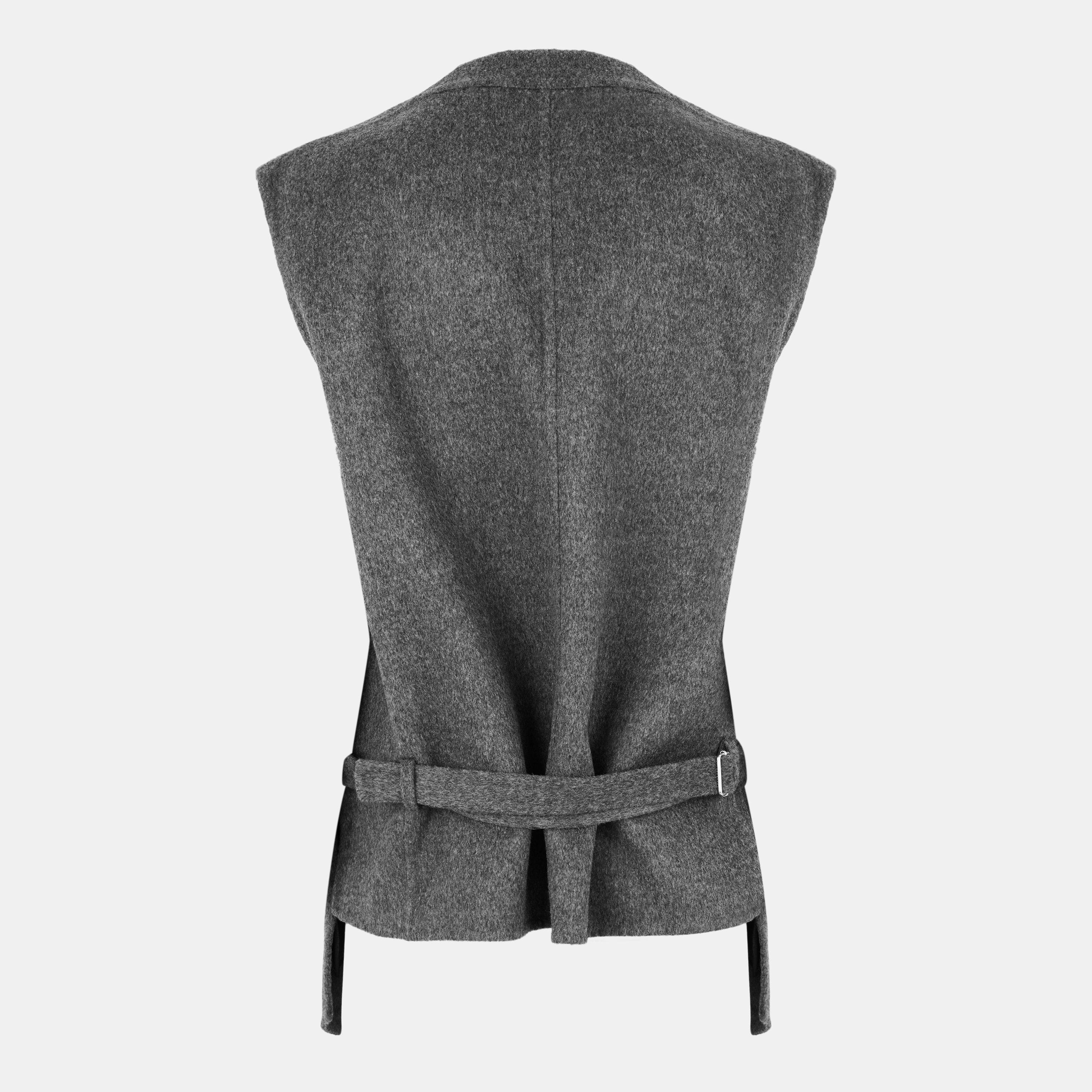 Charcoal - Bottega Veneta - Women's Double Face Wool Sleeveless Gilet - 2