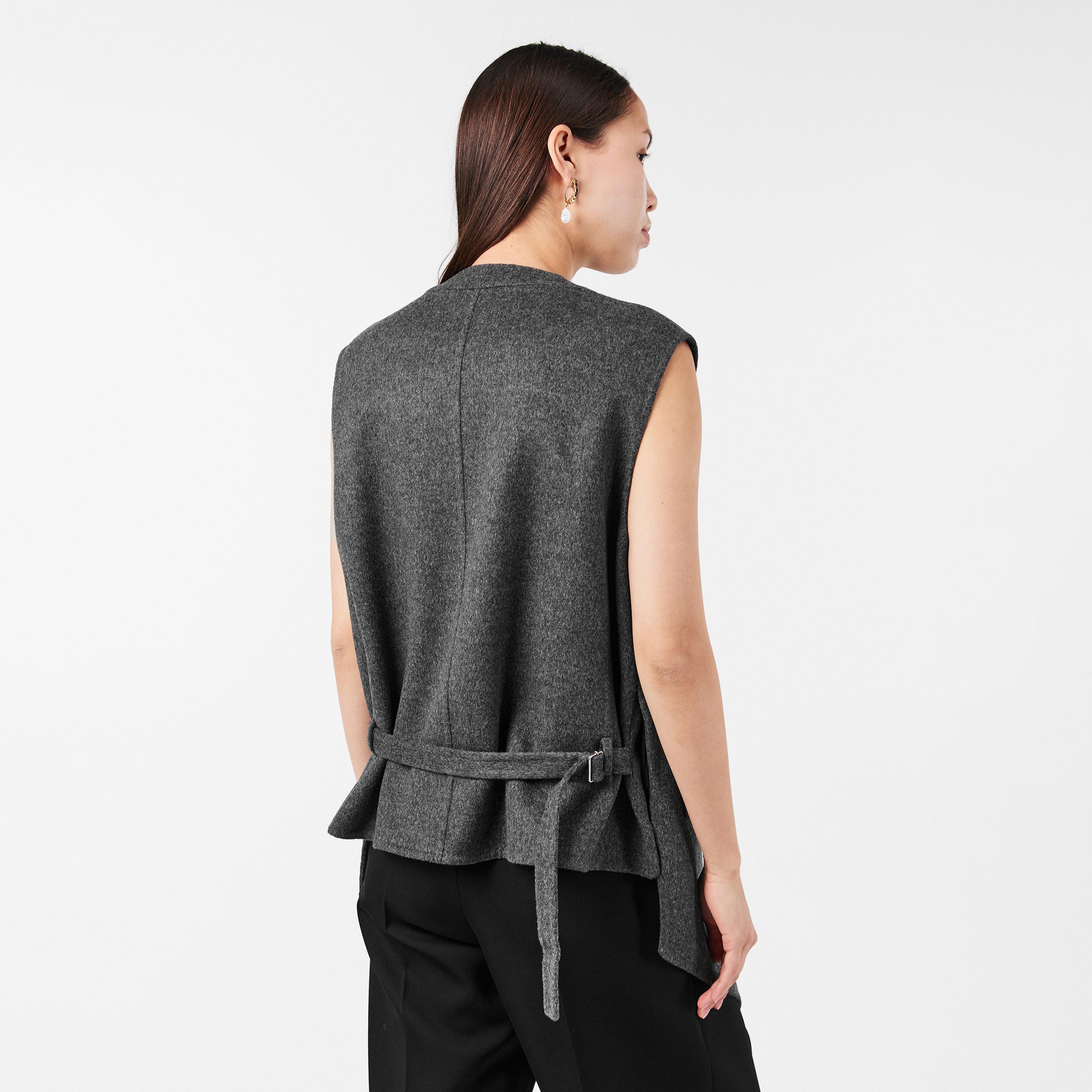 Charcoal - Bottega Veneta - Women's Double Face Wool Sleeveless Gilet - 4