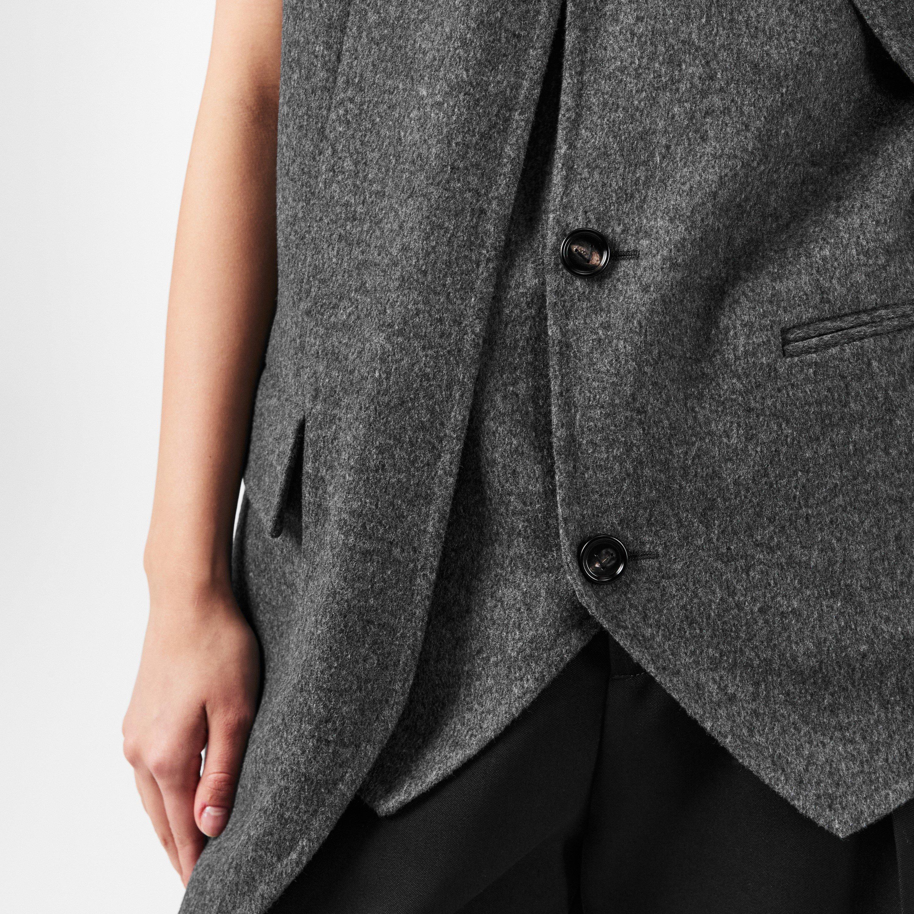 Charcoal - Bottega Veneta - Women's Double Face Wool Sleeveless Gilet - 5