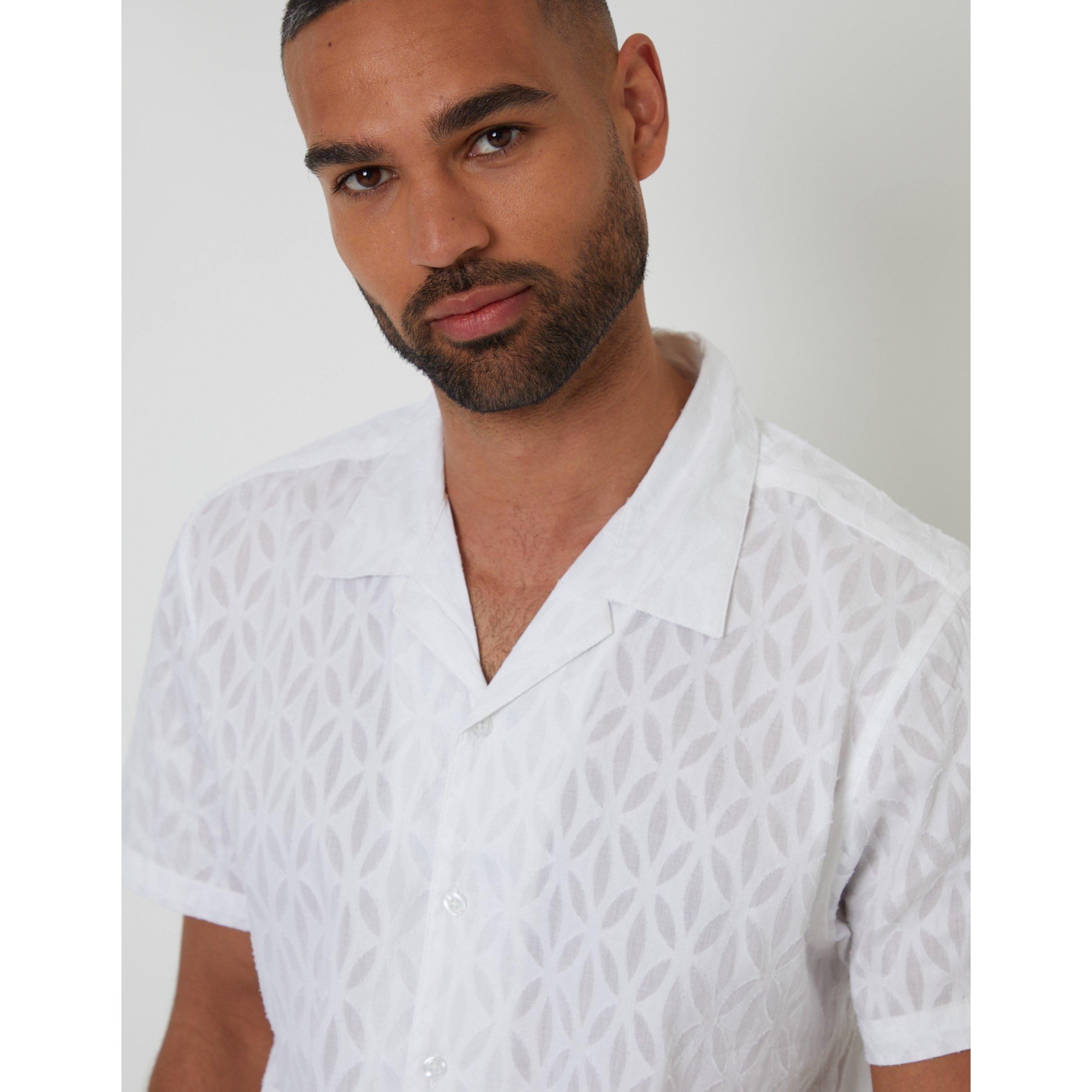  White - Threadbare - Men's Short-Sleeve Bowling Shirt - 4